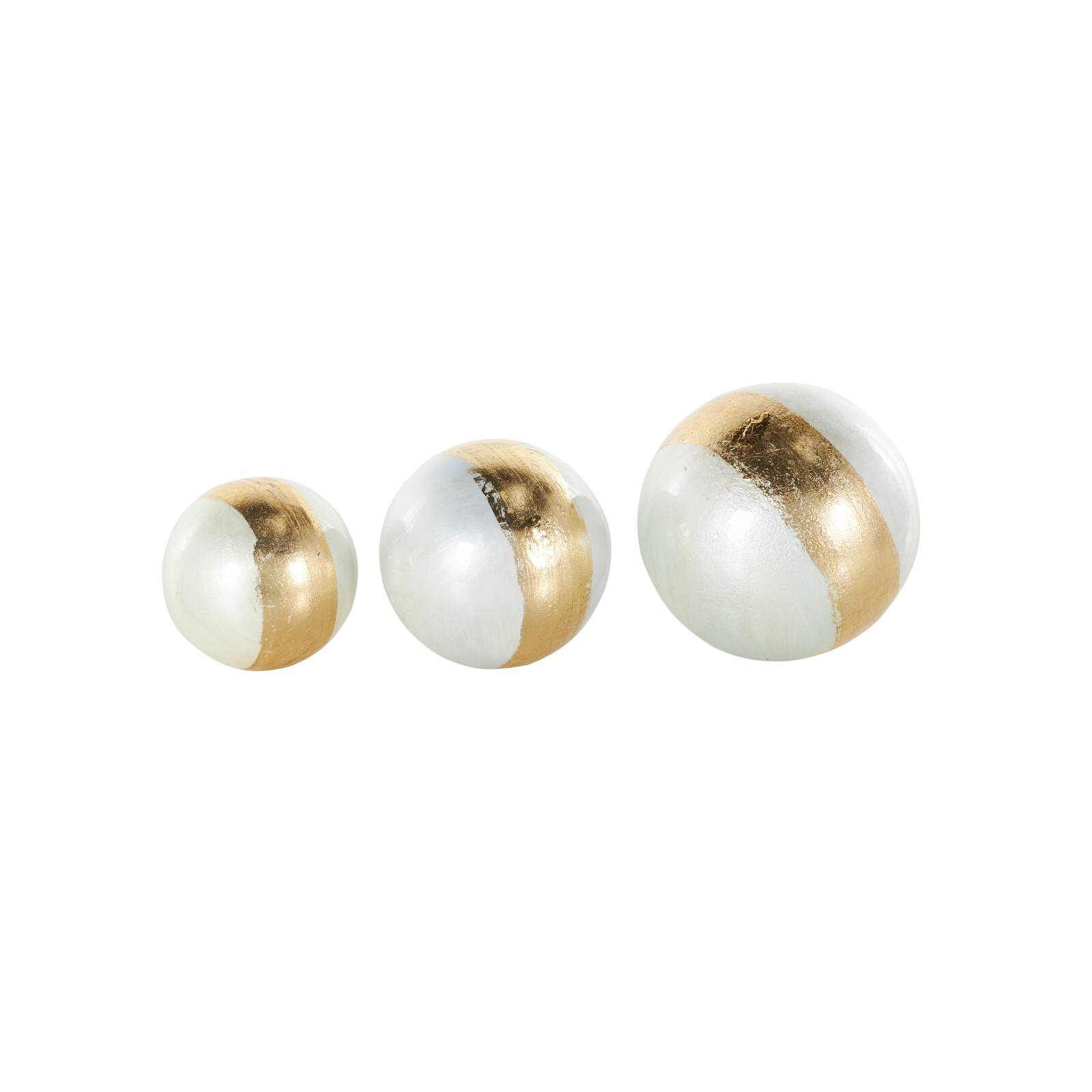 White with Gold Stripe Abstract Brushed Decorative Orbs &#x26; Vase Filler Set