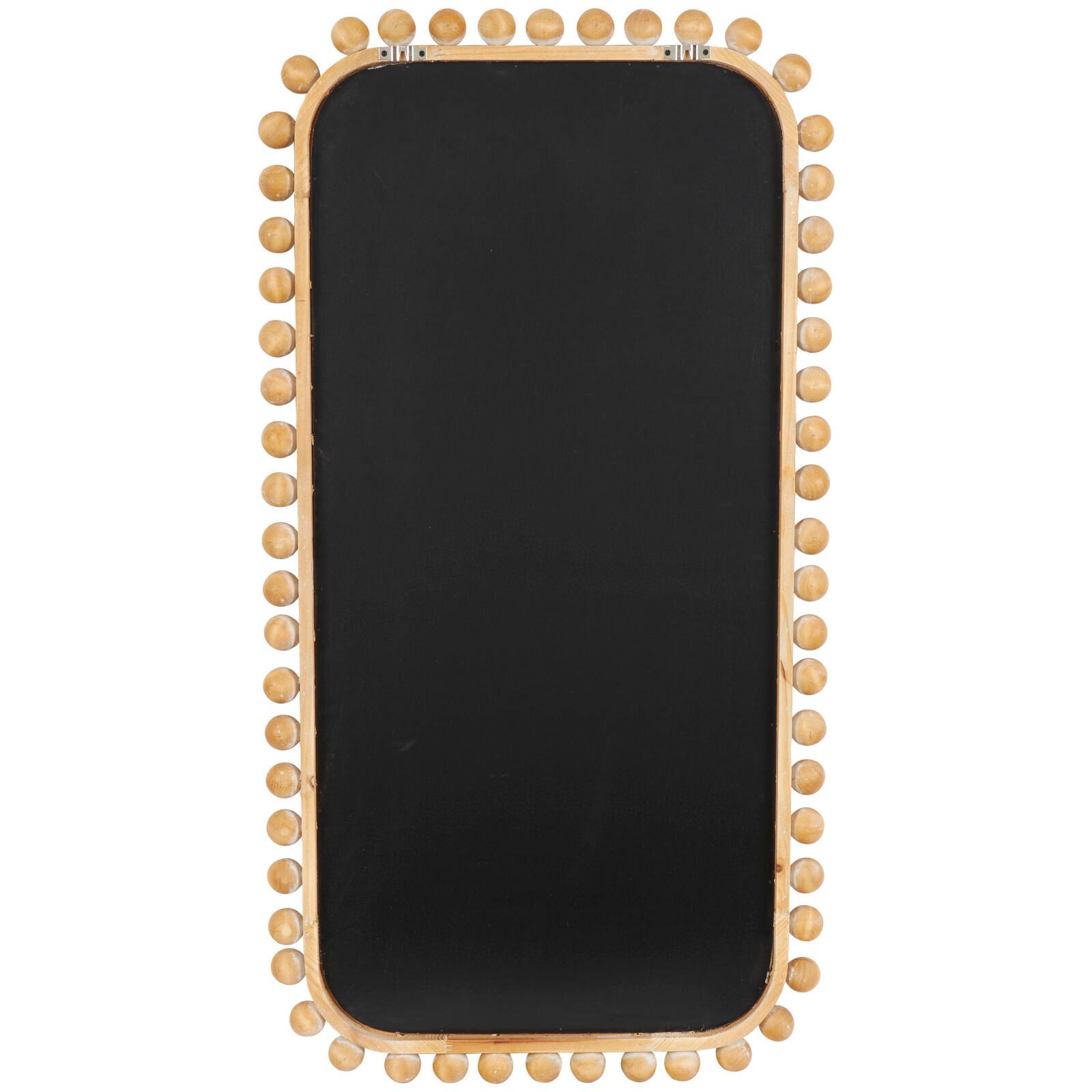 24" x 45" Brown Wood Wall Mirror with Beaded Frame