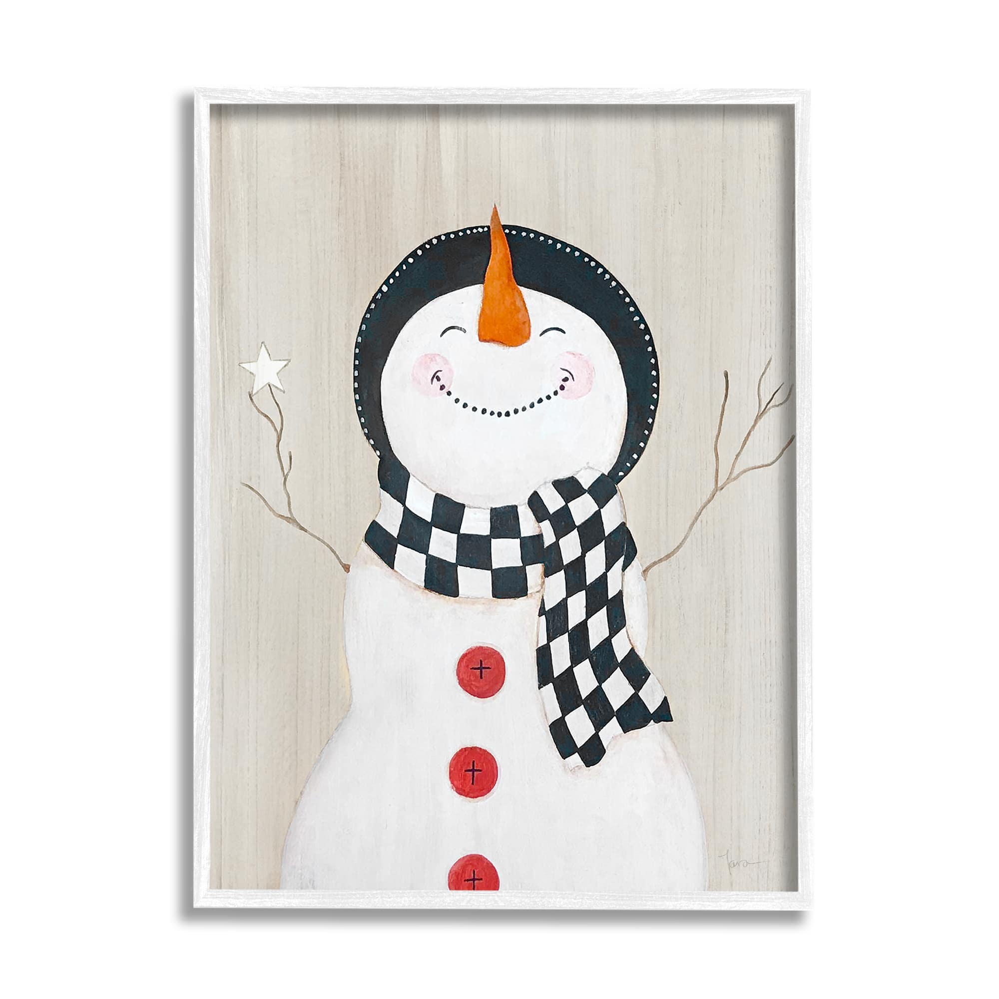 Stupell Industries 24" x 30" Happy Smiling Winter Snowman Giclée Wall Art