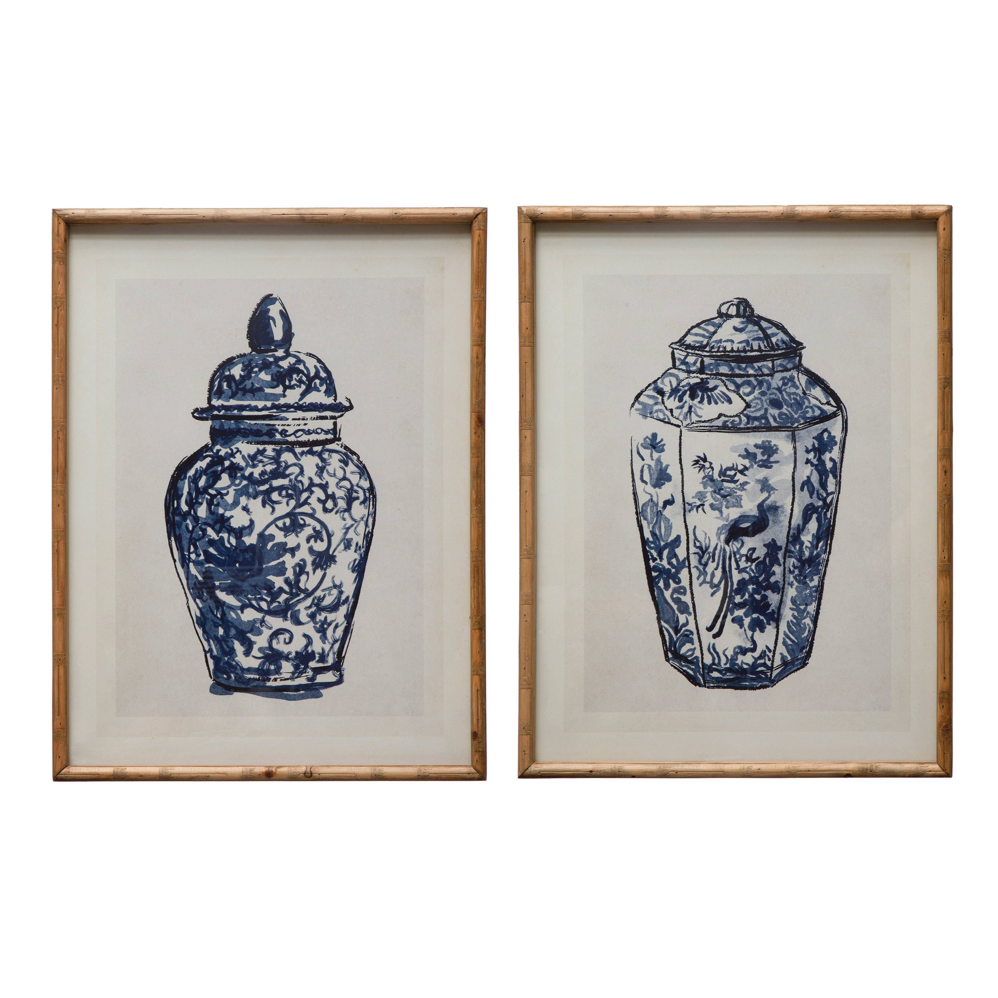 Hello Honey® Ginger Jar Wall Art with Wood Frame & Glass Cover Set