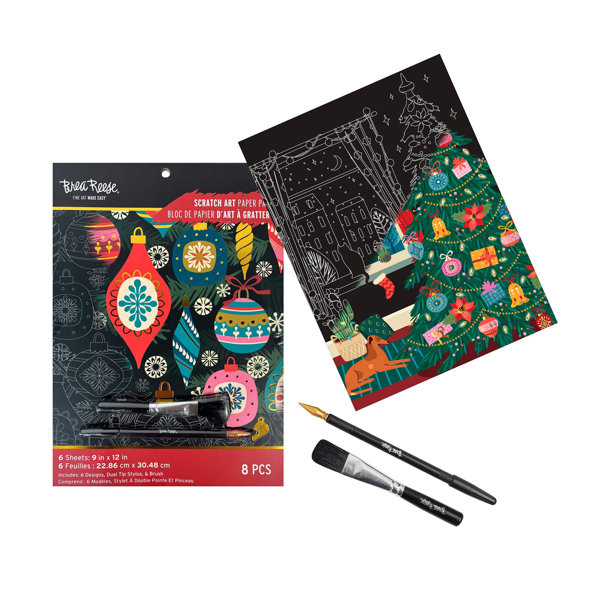 Brea Reese™ 9" x 12" Modern Christmas Scratch Art Paper Pad