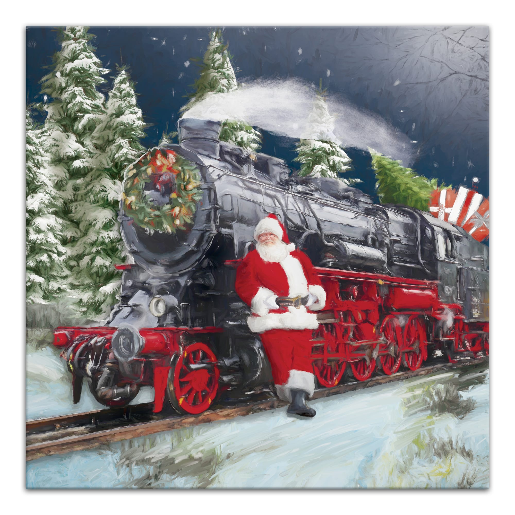 Train Santa 24" x 24" Canvas Wall Art