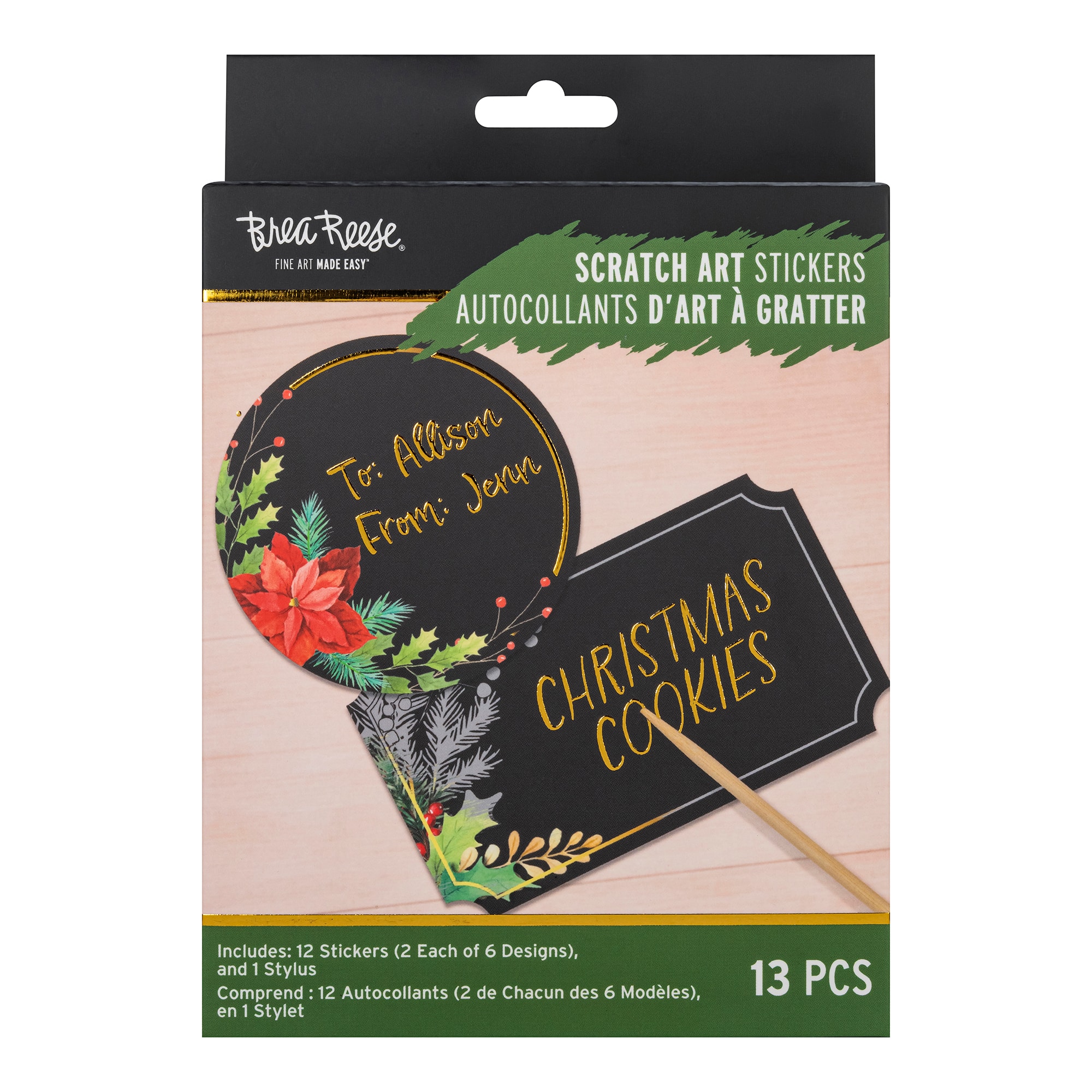 Brea Reese™ Holiday Floral Scratch Art Stickers