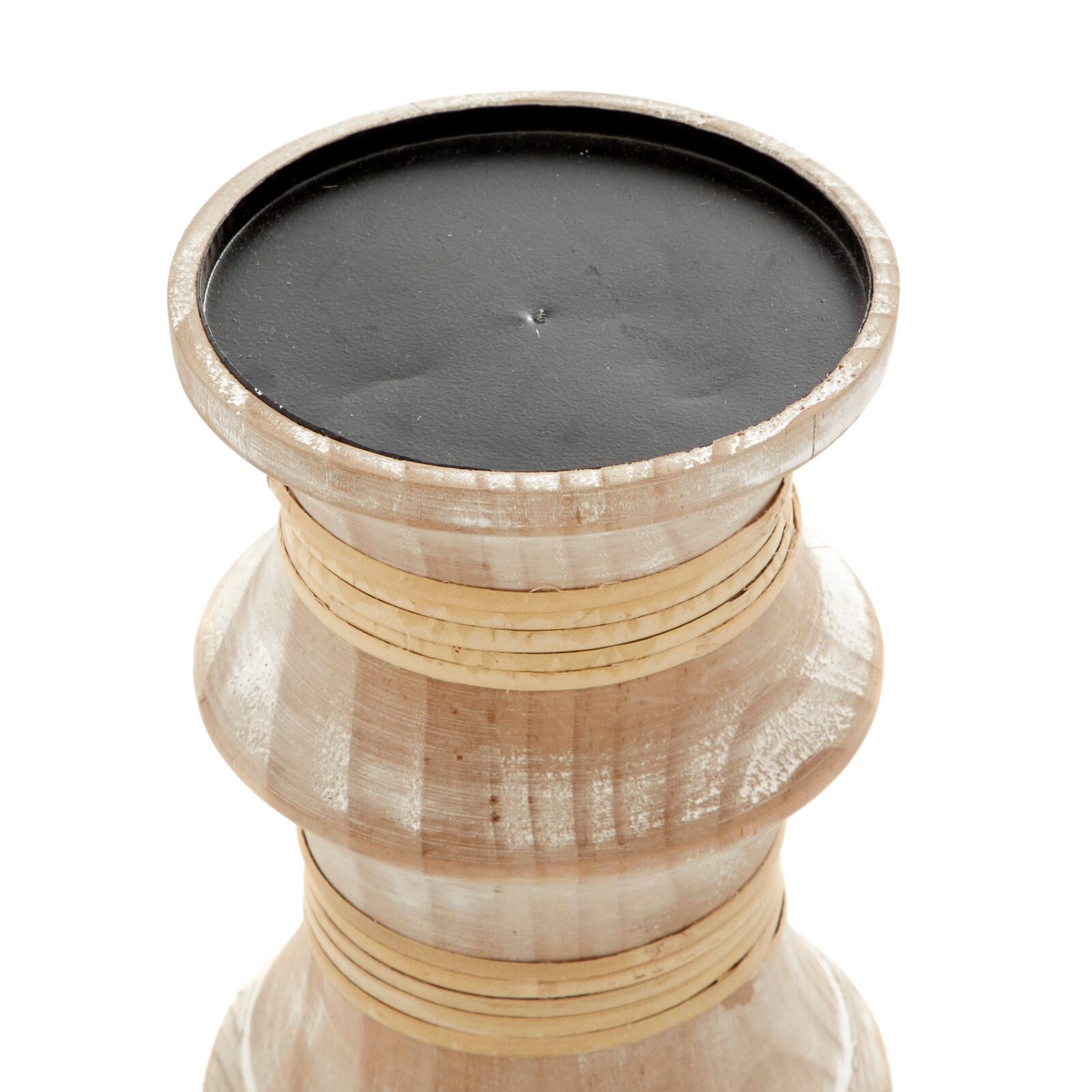 Brown Wood Natural Candle Holder Set