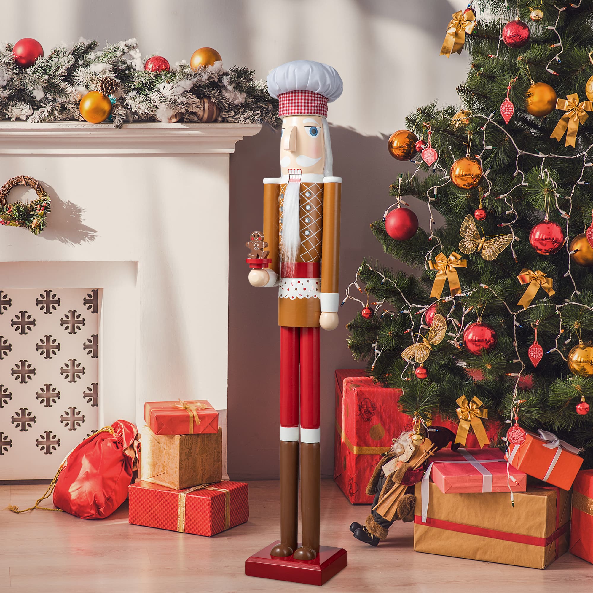 Glitzhome&#xAE; 42&#x22; Christmas Gingerbread Chef Nutcracker