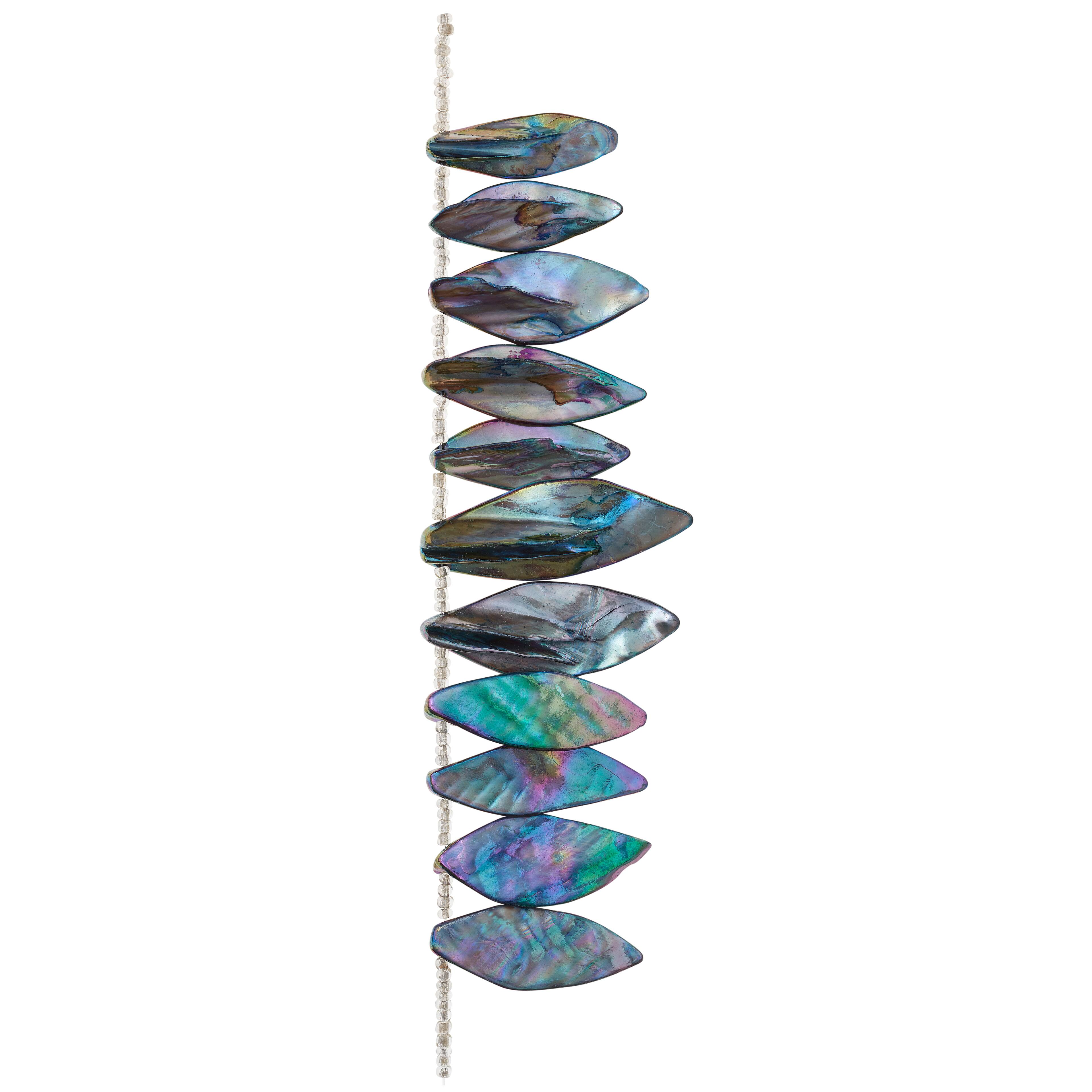12 Pack: Aurora Borealis Shell Leaf Beads by Bead Landing™