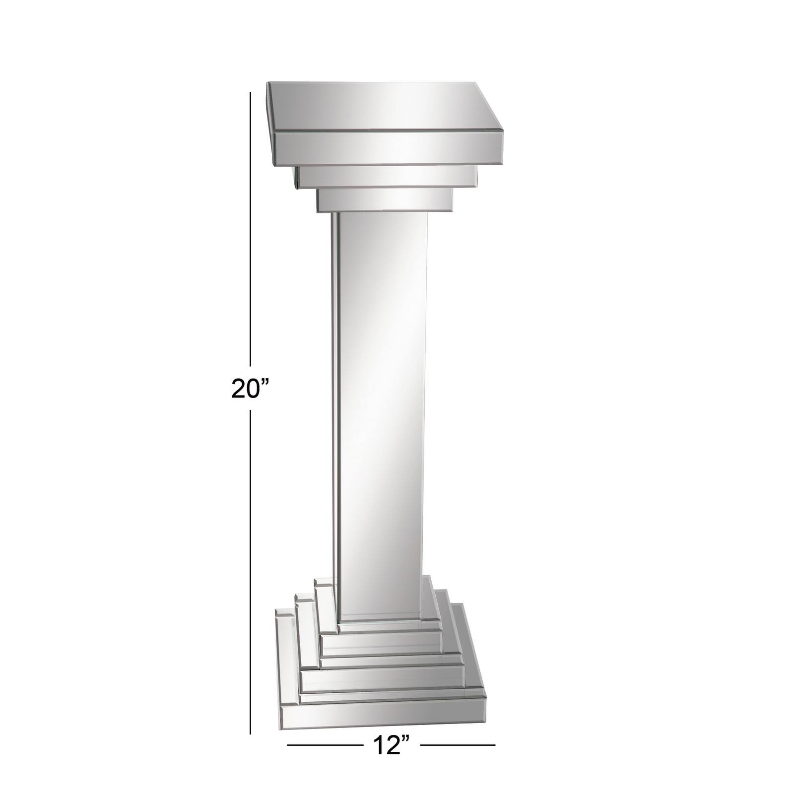 Silver Wood Glam Pedestal Table, 36" x 12" x 12"