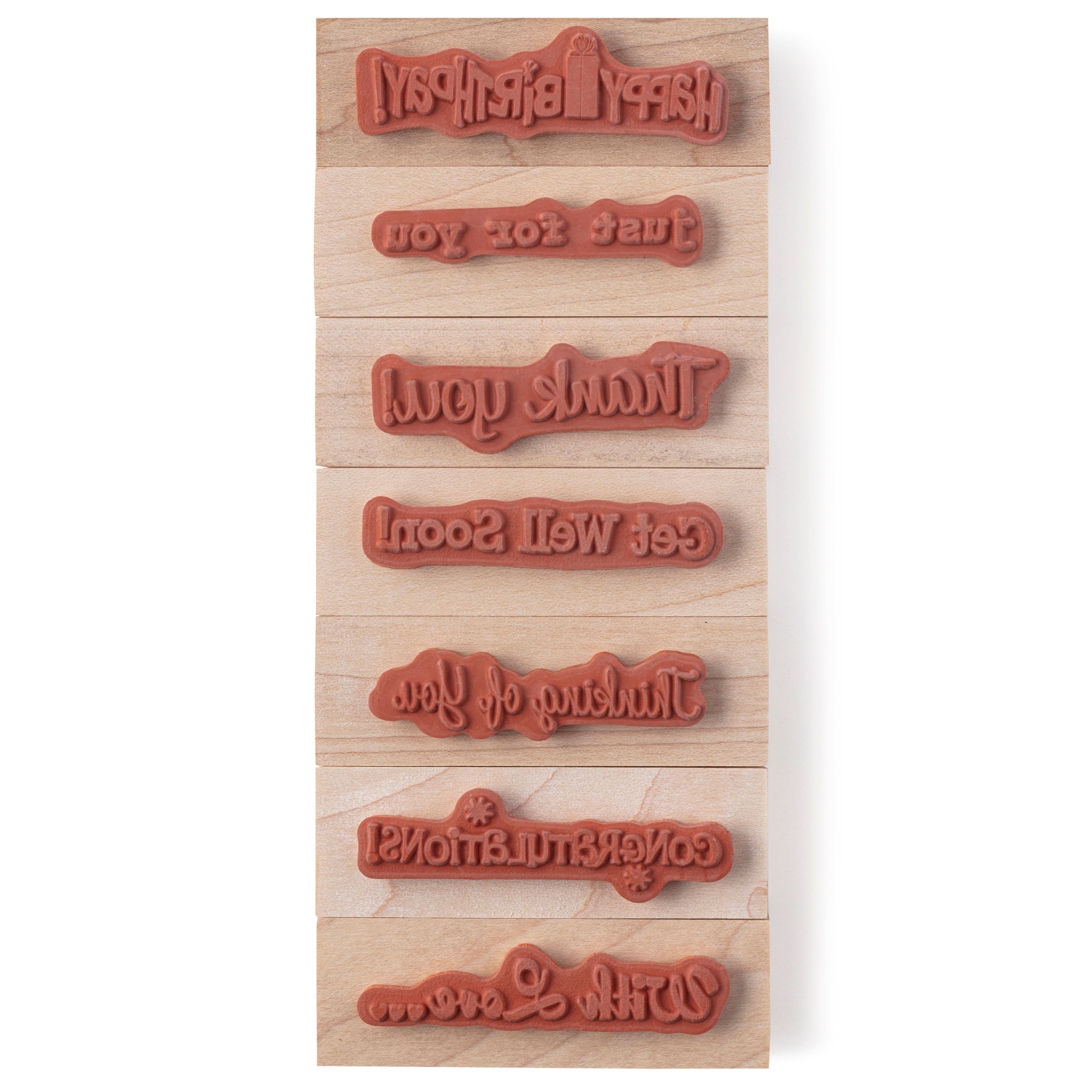 6 Pack: Greetings Wood Stamp Set by Recollections&#x2122;