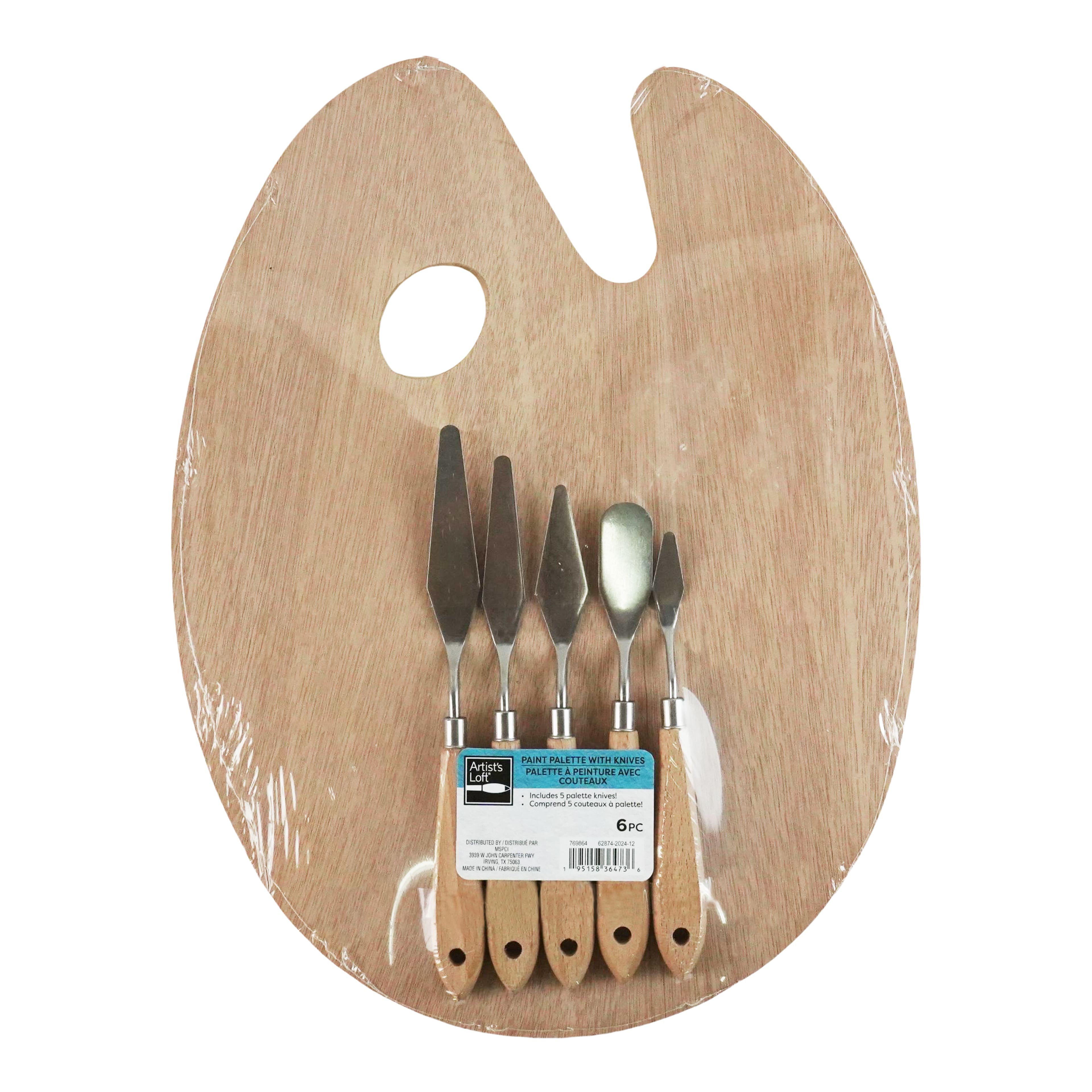 6 Pack: Wood Paint Palette & Knife Set by Artist's Loft®
