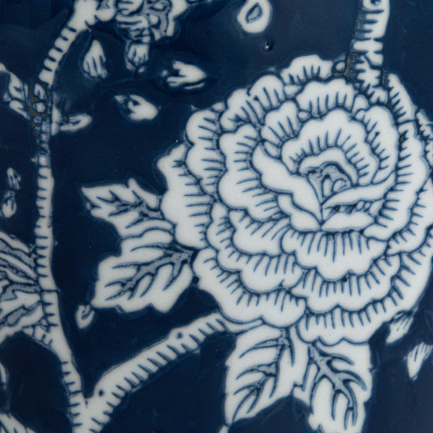 Hello Honey® 12.5" Blue & White Round Ceramic Ginger Jar with Lid