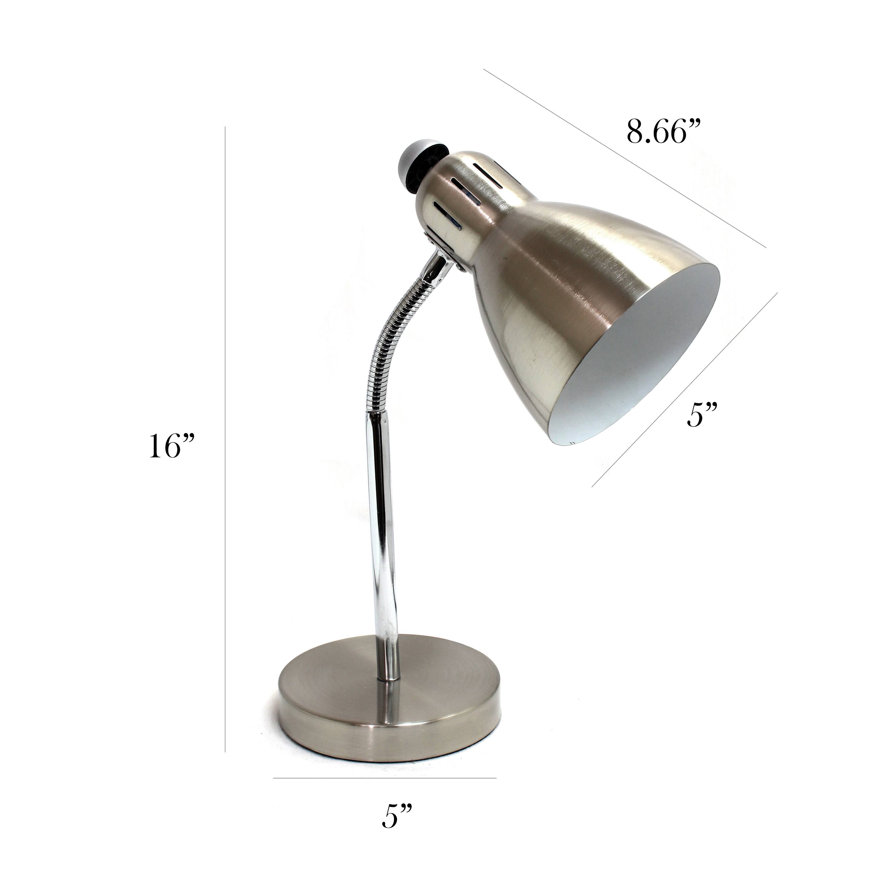 Simple Designs&#x2122; 16&#x22; Brush Nickel Semi-Flexible Desk Lamp
