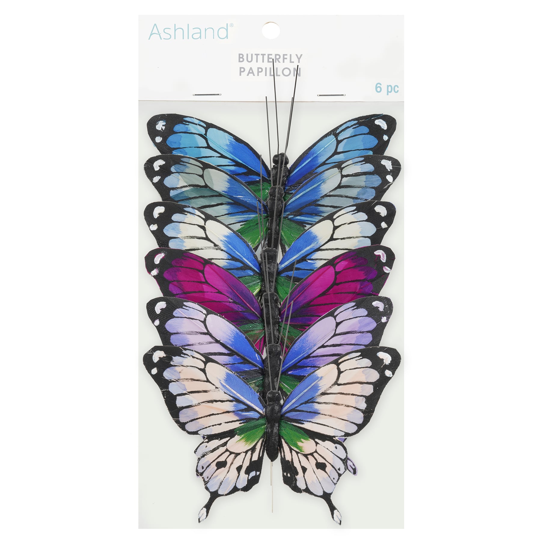 10.2&#x22; Blue, Purple &#x26; Green Feather Butterfly by Ashland&#xAE;