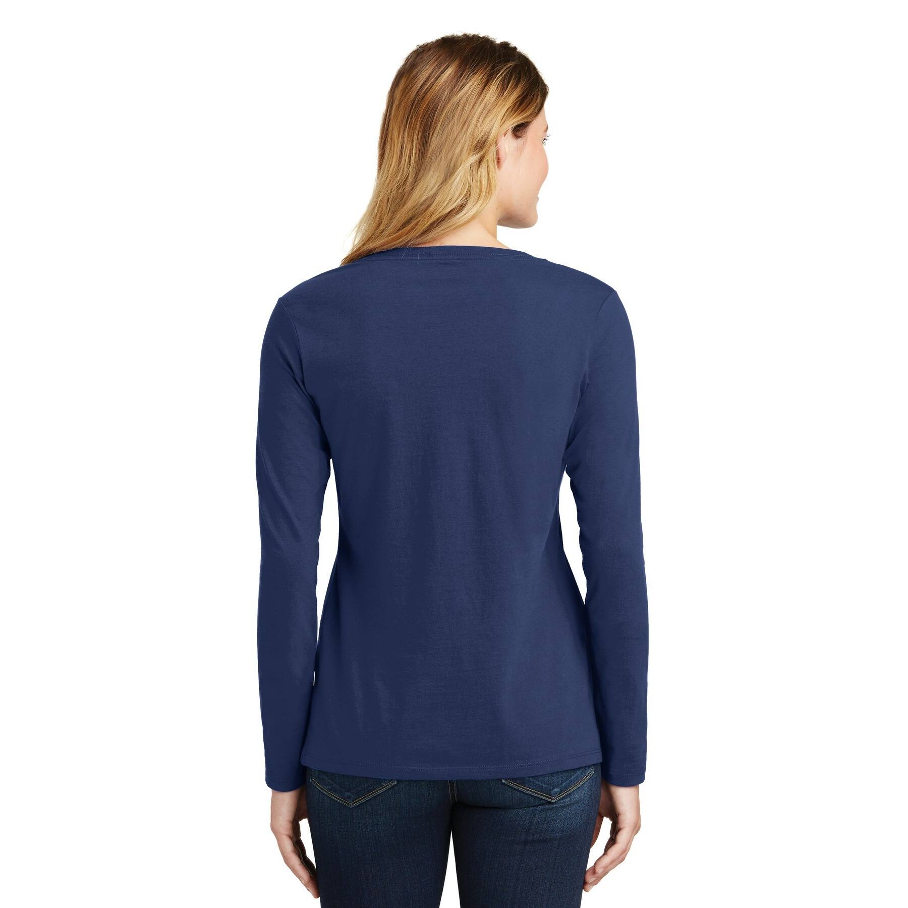 Port &#x26; Company&#xAE; Fan Favorite&#x2122; Colors Long Sleeve Ladies V-Neck T-Shirt