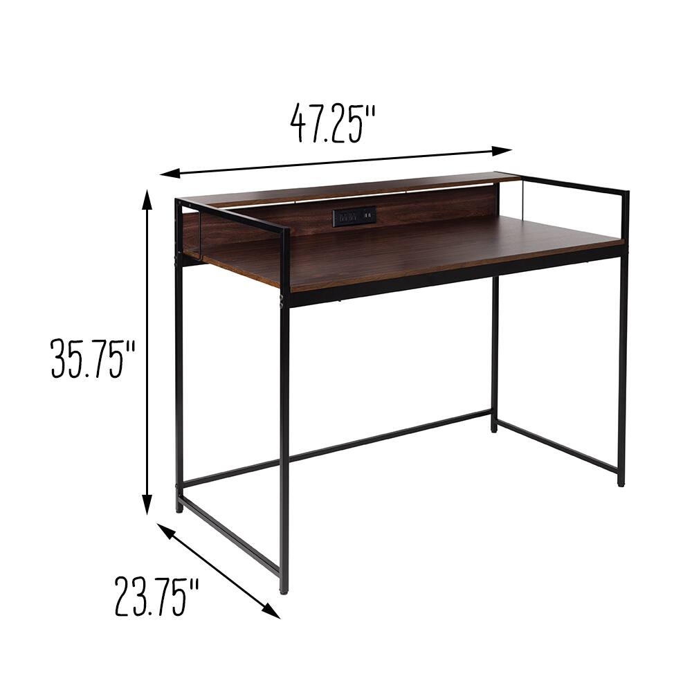 Honey Can Do Walnut & Black Computer Desk