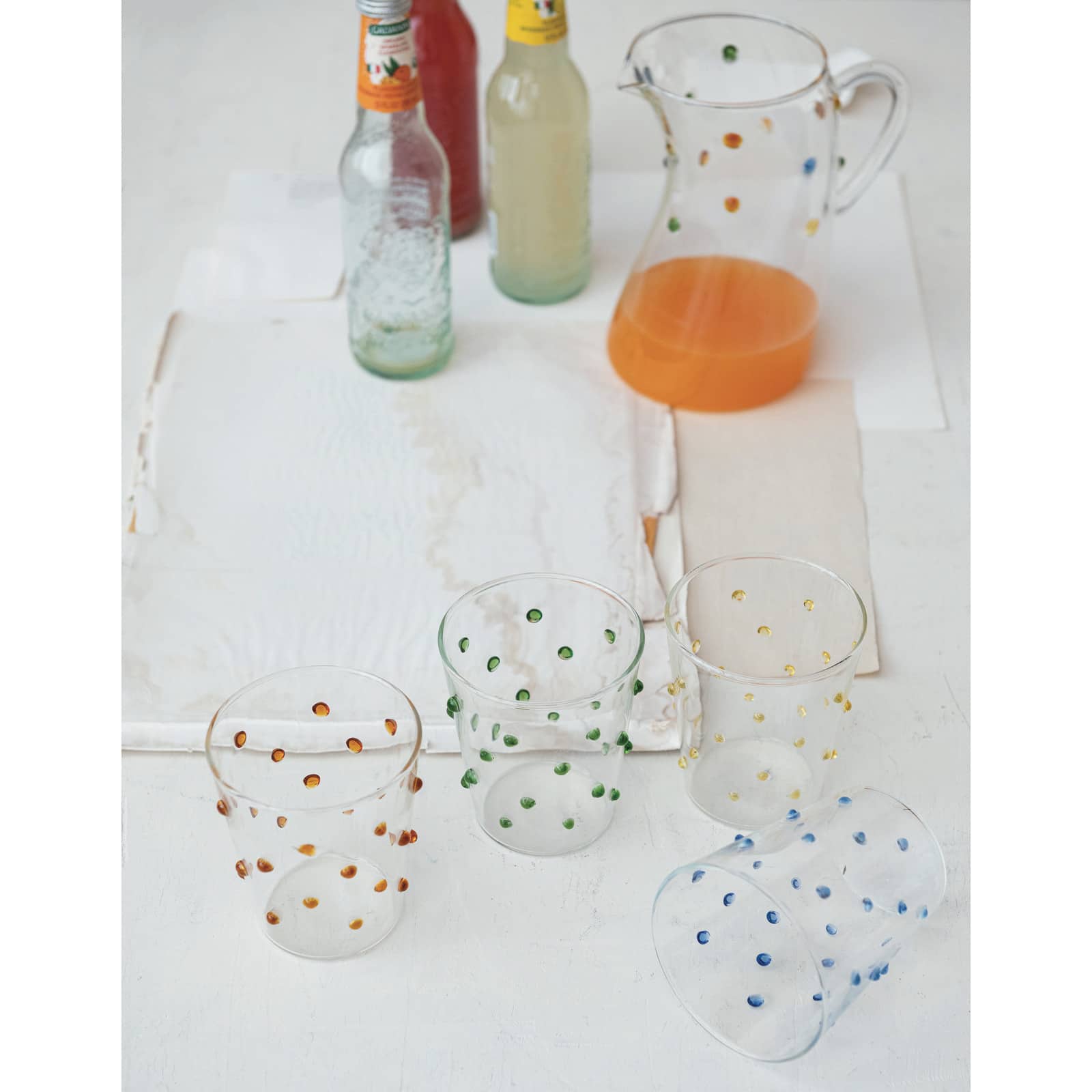 Hello Honey 13oz. Multicolor Dotted Borosilicate Glassware Set, 4ct.