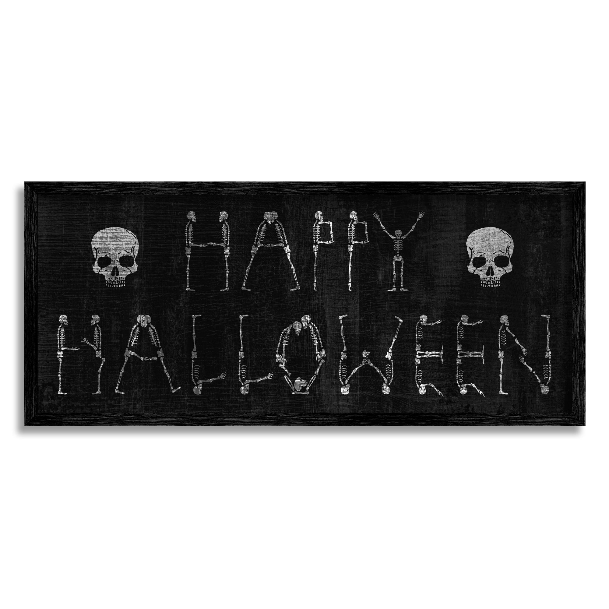 Stupell Industries Happy Halloween Skeleton Letters Framed Giclee Art