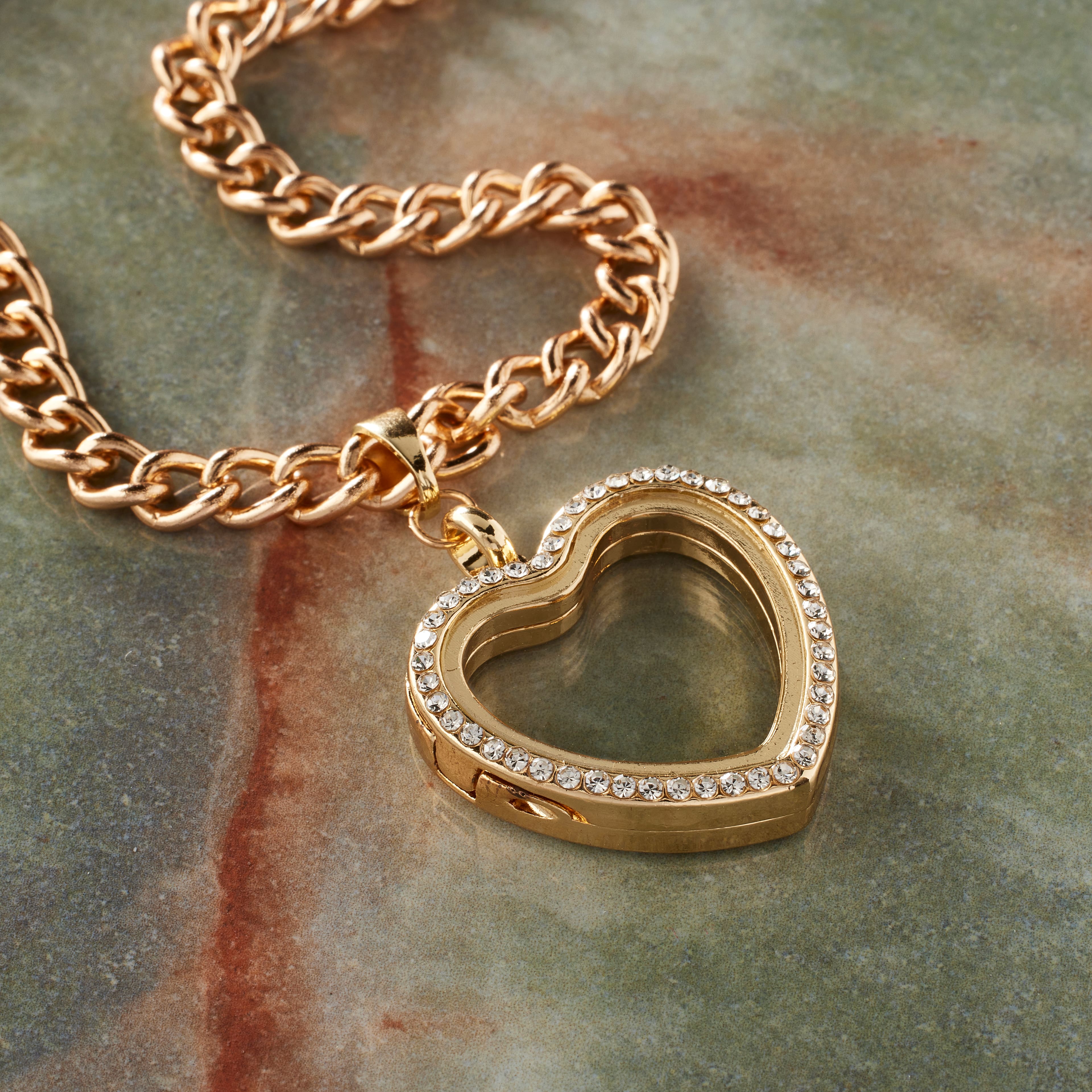 Clear & Gold Heart Locket by Bead Landing™