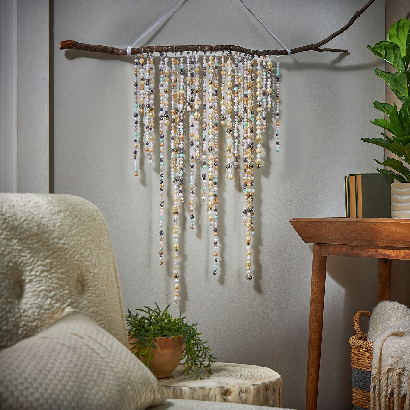Beaded Natural Wall Hanging