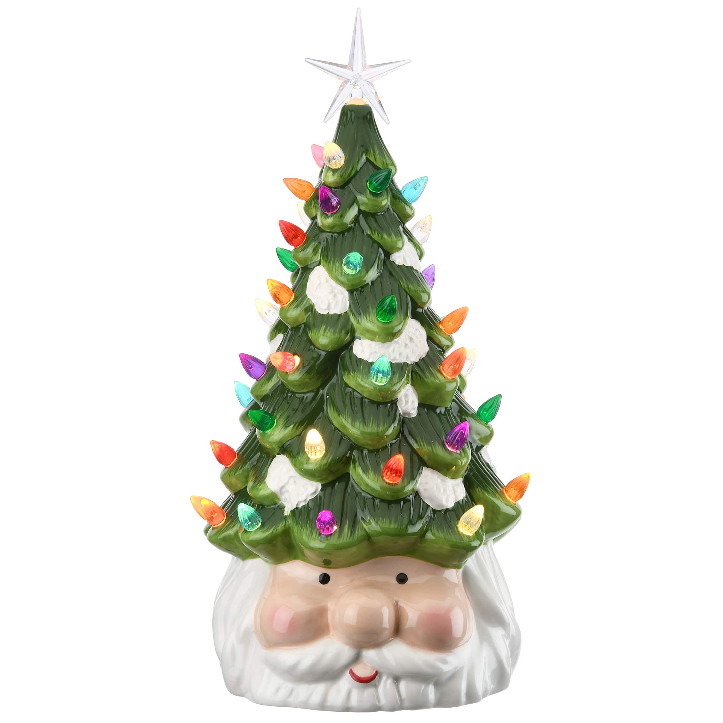 14&#x22; Lighted Christmas Tree Figurine with Santa Base