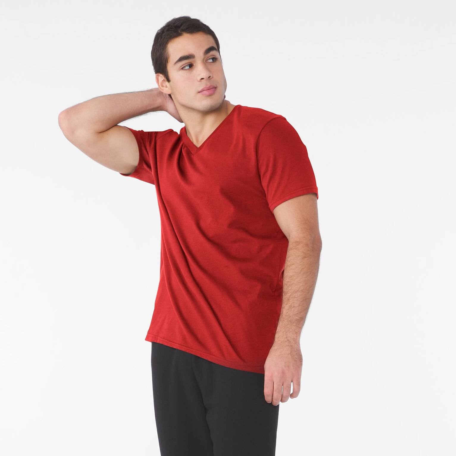 T-shirt en jersey unisexe à encolure en V et manches courtes de BELLA+CANVAS