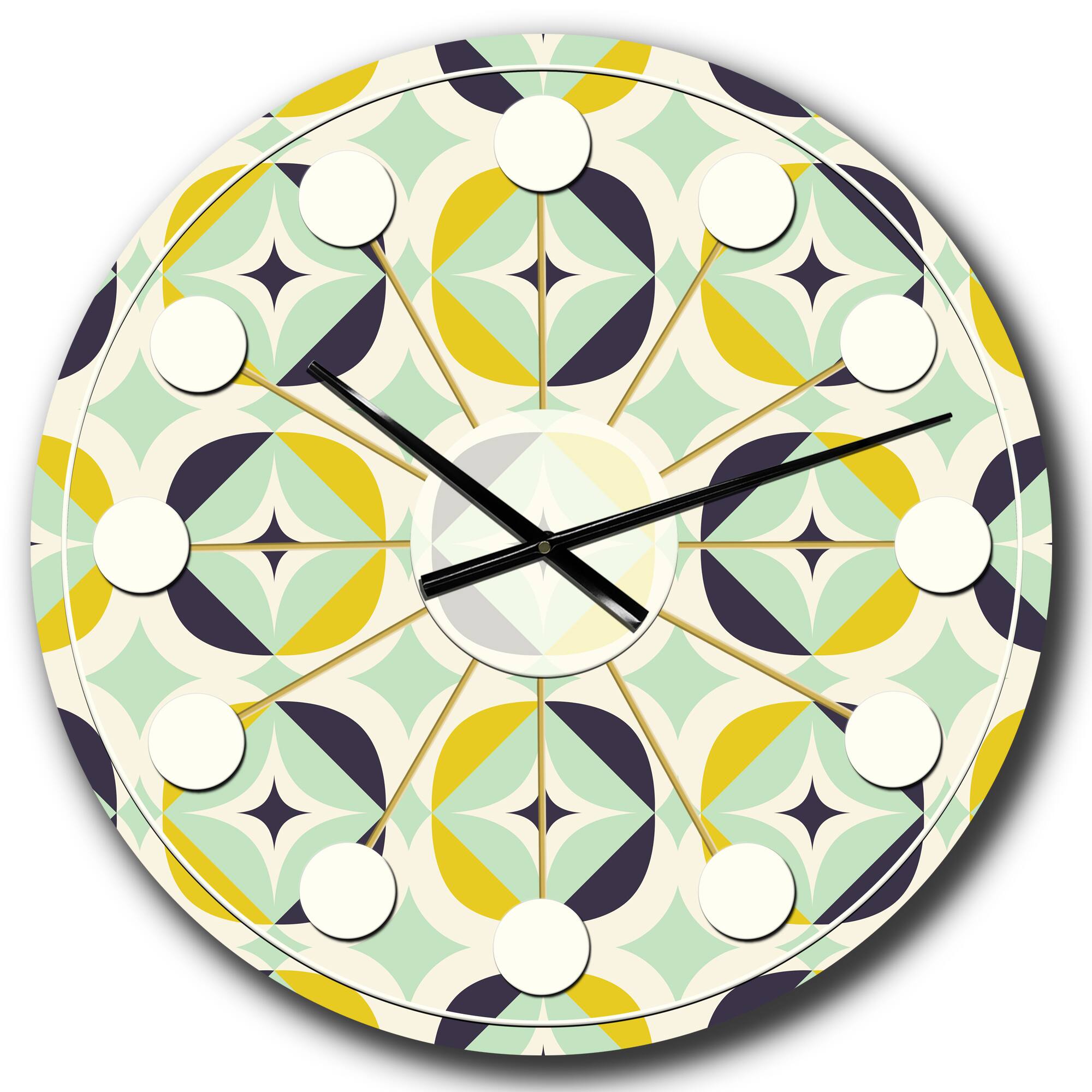 Designart &#x27;Diamond Retro V Mid-Century Modern Wall Clock