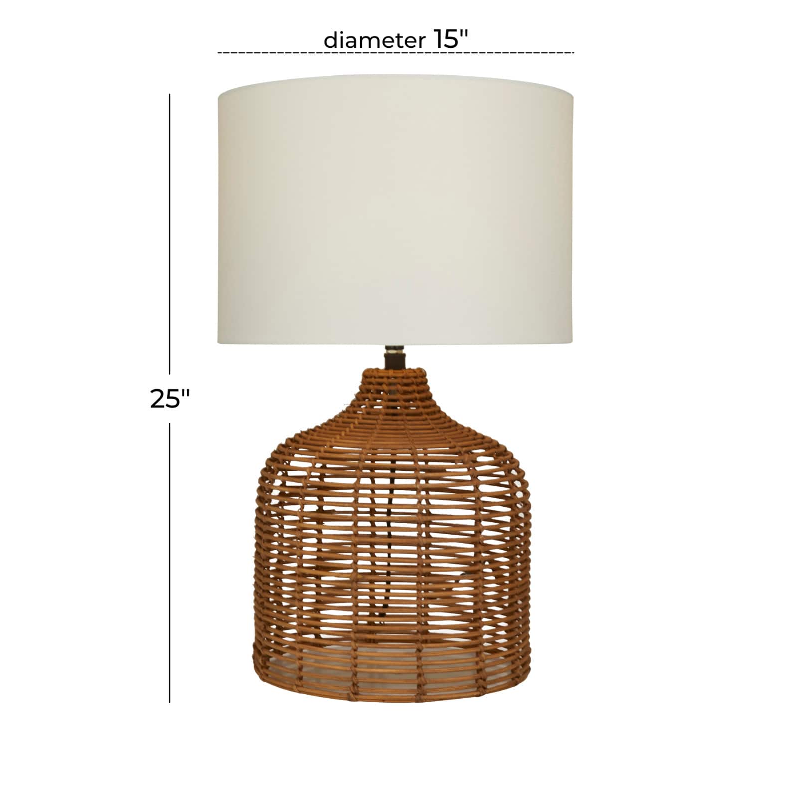 Brown Polyester Natural Table Lamp, 25" x 15" x 15"