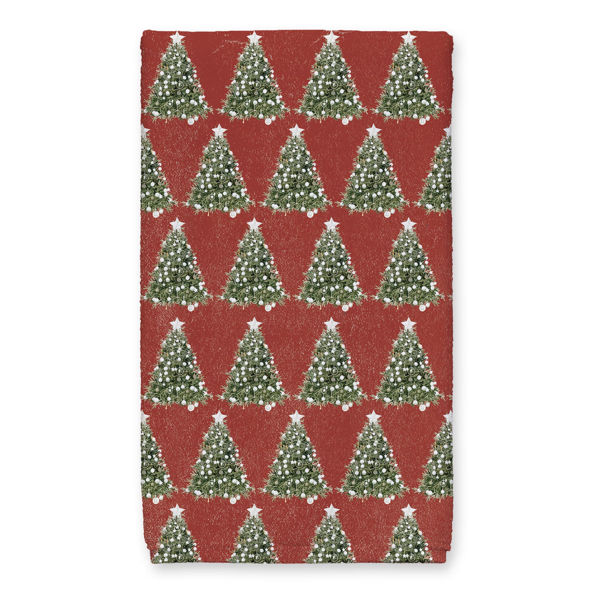 Oh Christmas Tree on Red Background Tea Towel Set