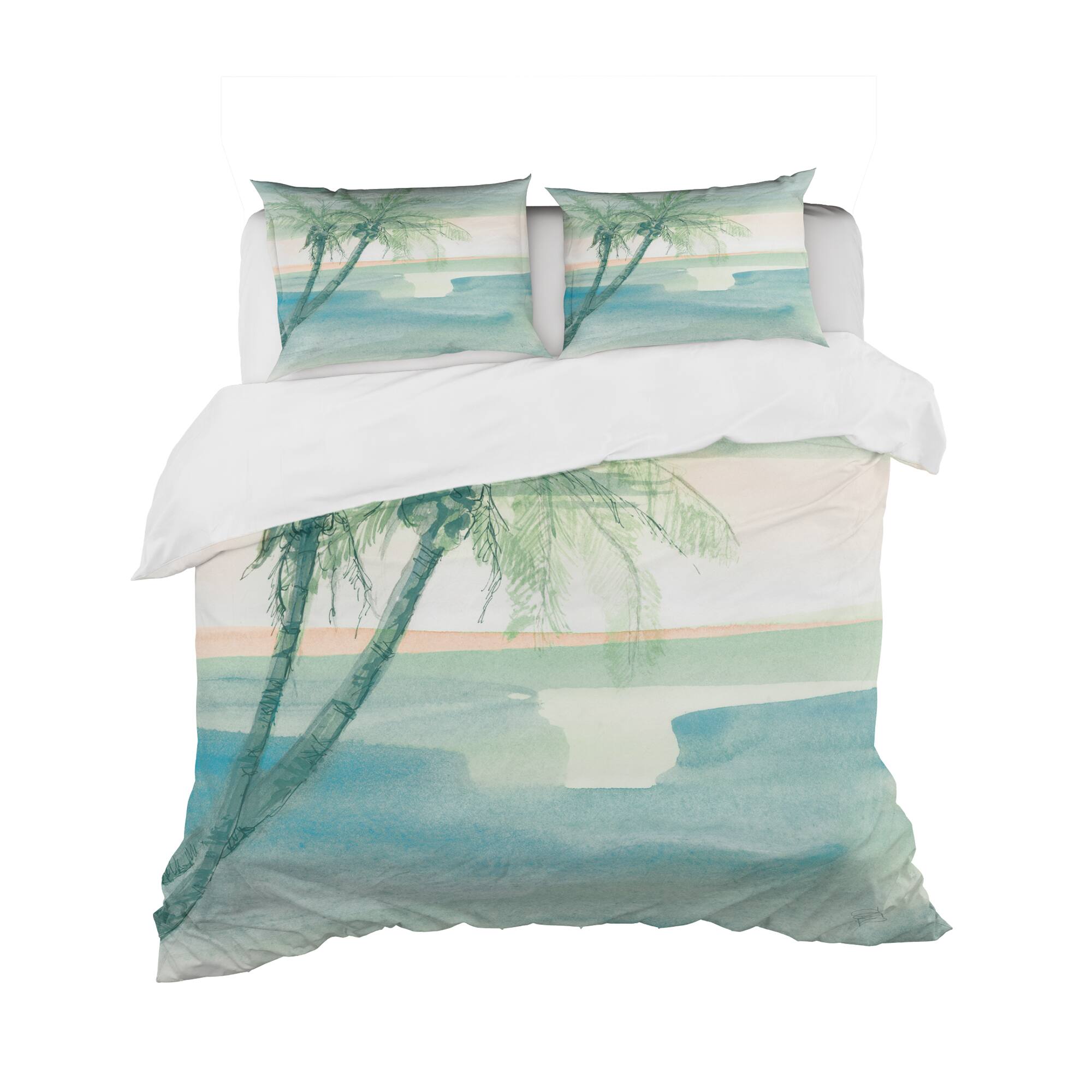 Designart &#x27;Peaceful Dusk I Tropical&#x27; Coastal Bedding Set - Duvet Cover &#x26; Shams