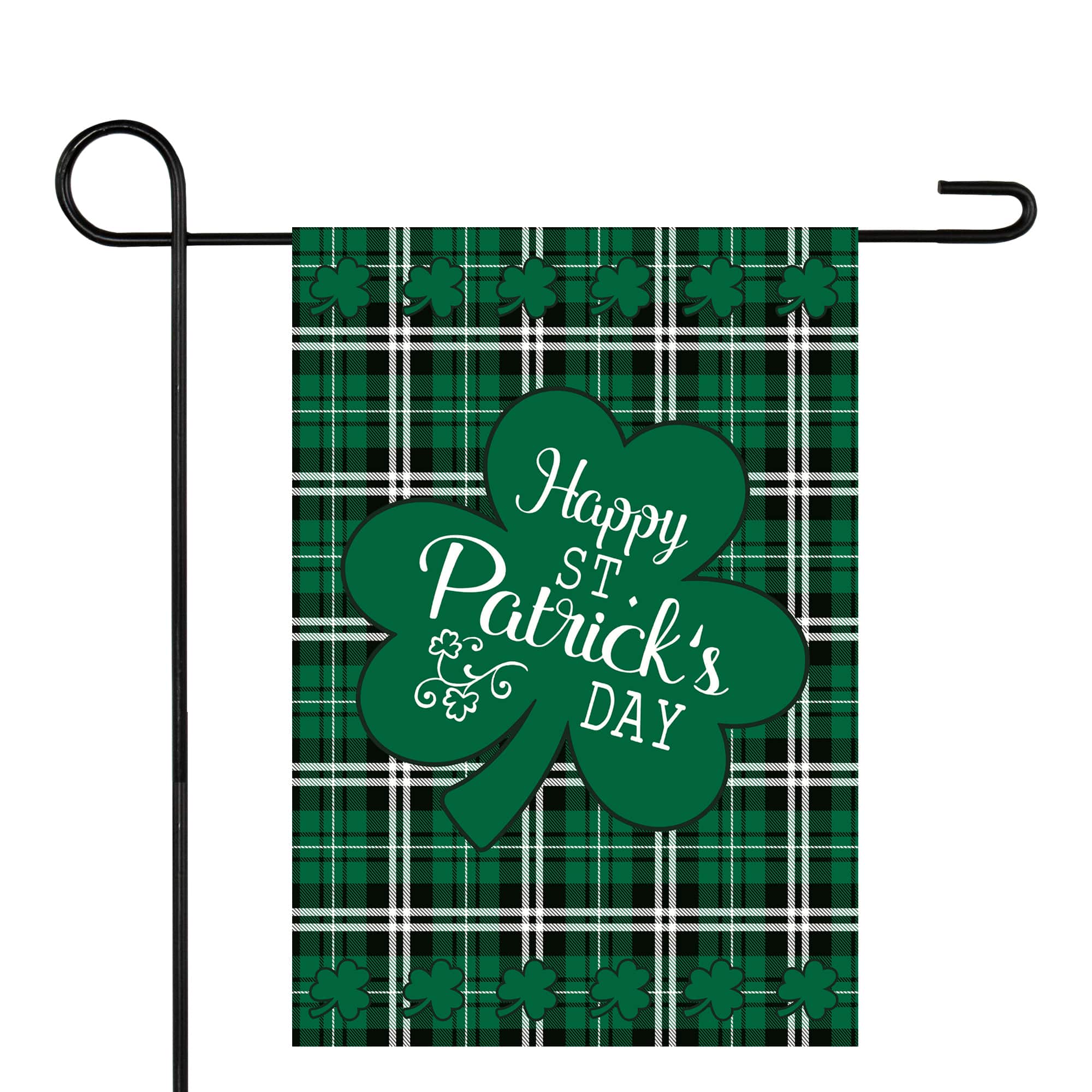 Happy St. Patrick's Day Plaid Outdoor Garden Flag 12.5" x 18"