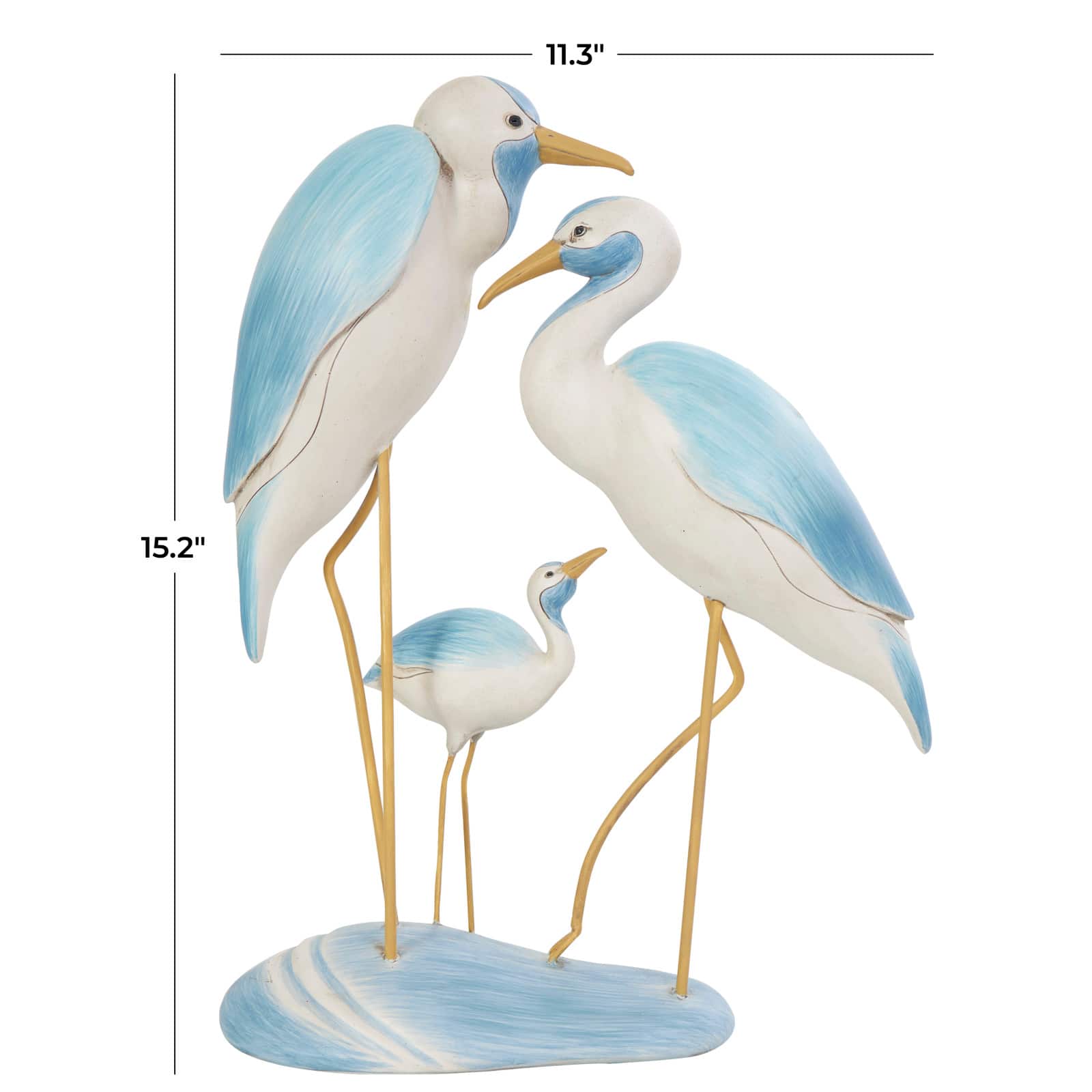 15" Light Blue Bird Family Sculpture