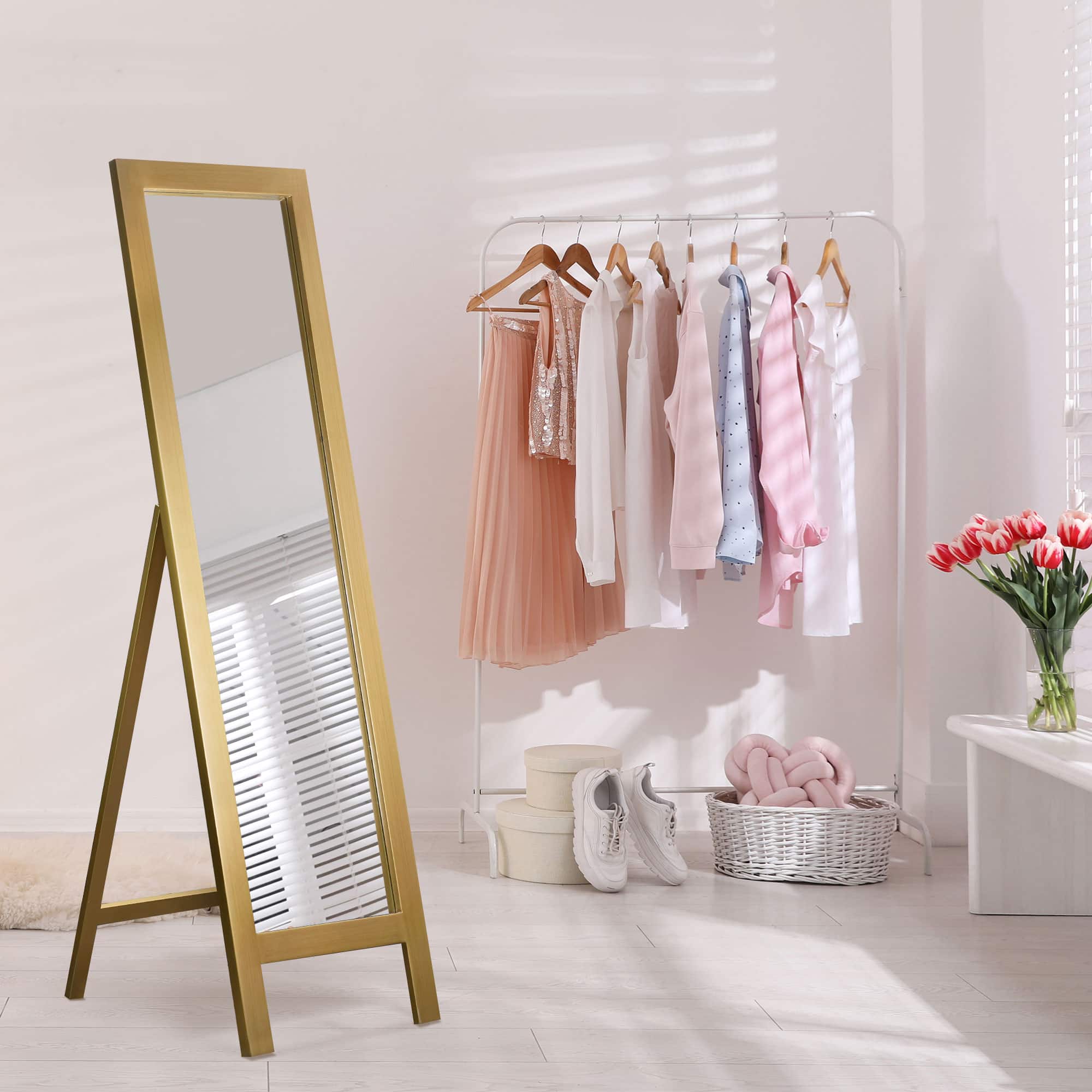 Head West Gold Full Size Free Standing Easel Dressing Mirror - 18" x 64"