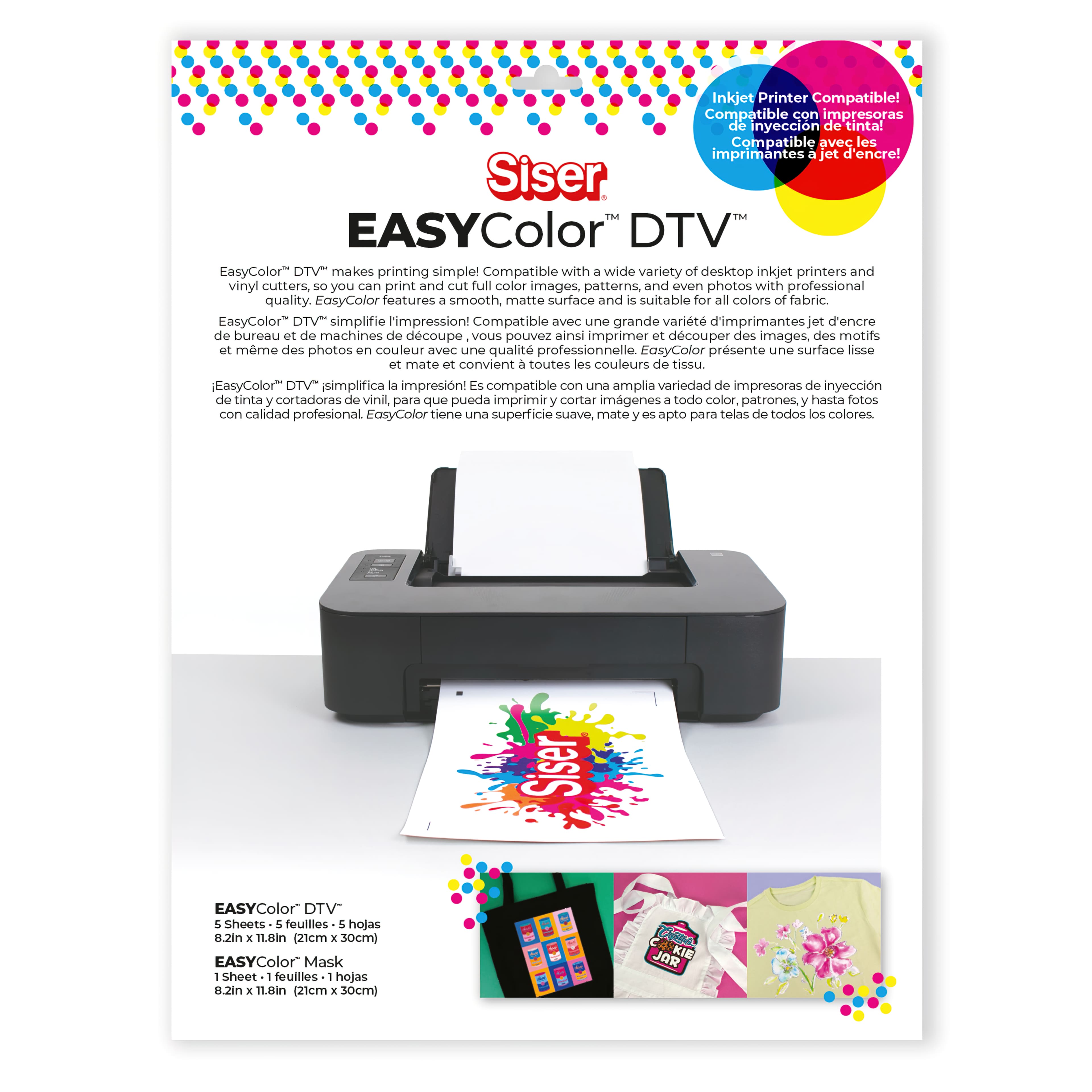 Siser EasyColor DTV Inkjet Printable Heat Transfer Craft Vinyl Roll - 20 inch x 10', Size: 20' x 10', Other