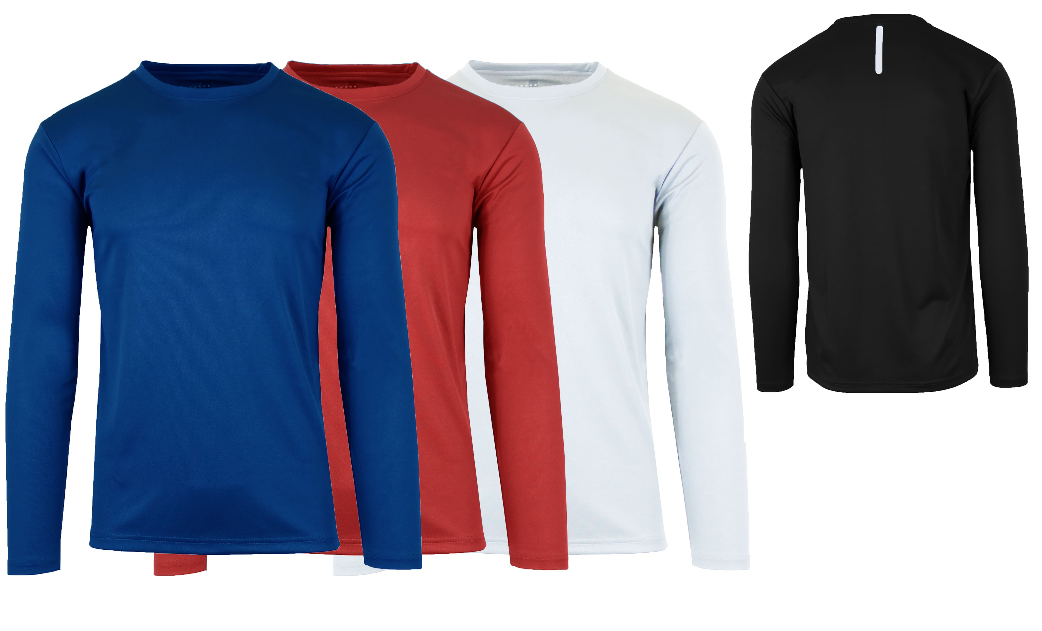 Galaxy by Harvic Long Sleeve Moisture-Wicking Performance Crew Neck Men&#x27;s T-Shirt 3 Pack