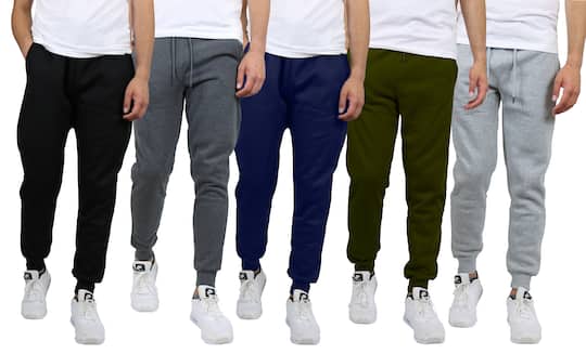 Galaxy by Harvic Fleece-Lined Men's Jogger Sweatpants 5 Pack | Bottoms ...