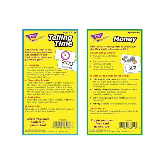 Trend Enterprises® Time and Money Skill Drill Flash Cards Assortment ...