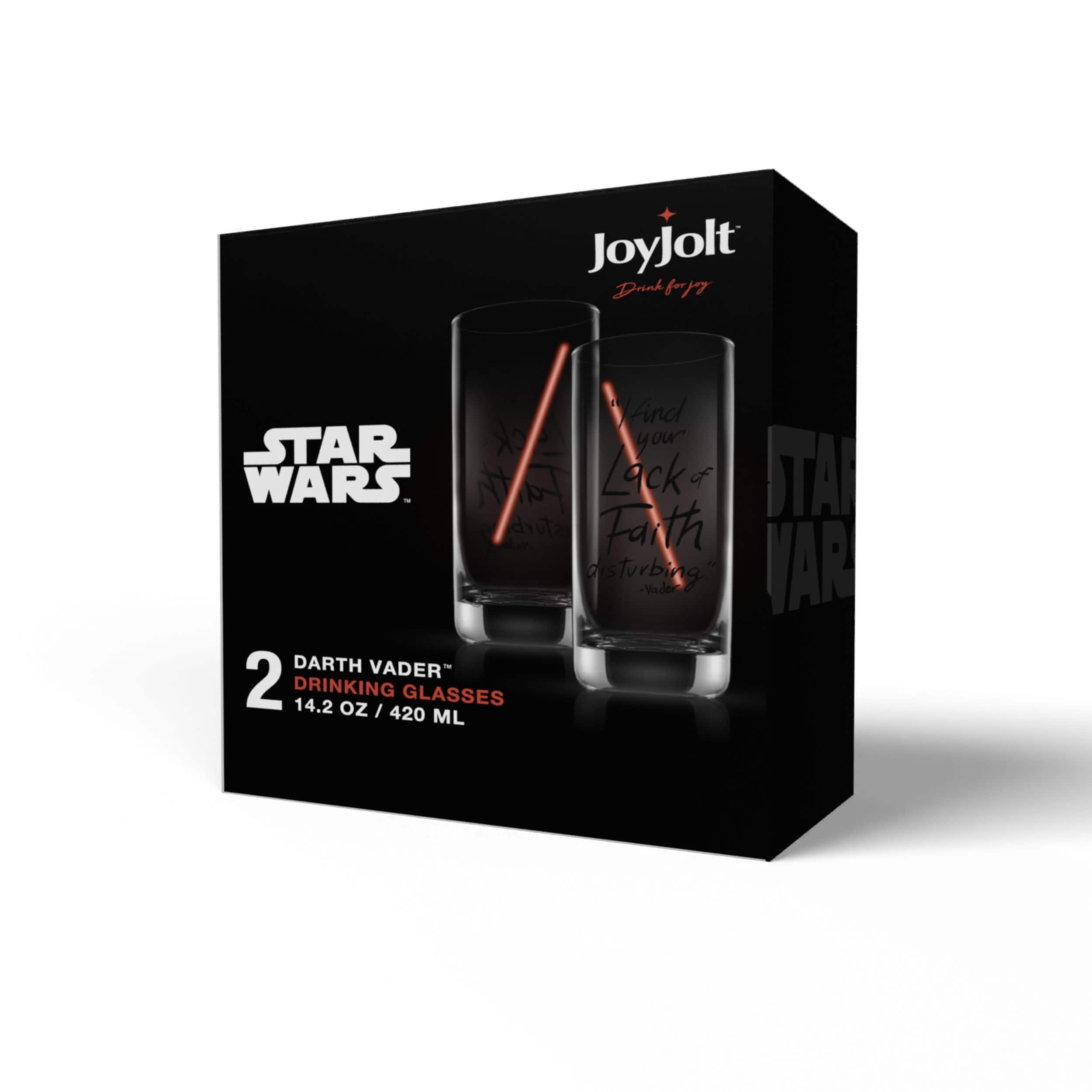 JoyJolt® Star Wars™ 14.2oz. New Hope Darth Vader Red Lightsaber Tall Drinking Glass, 2ct.