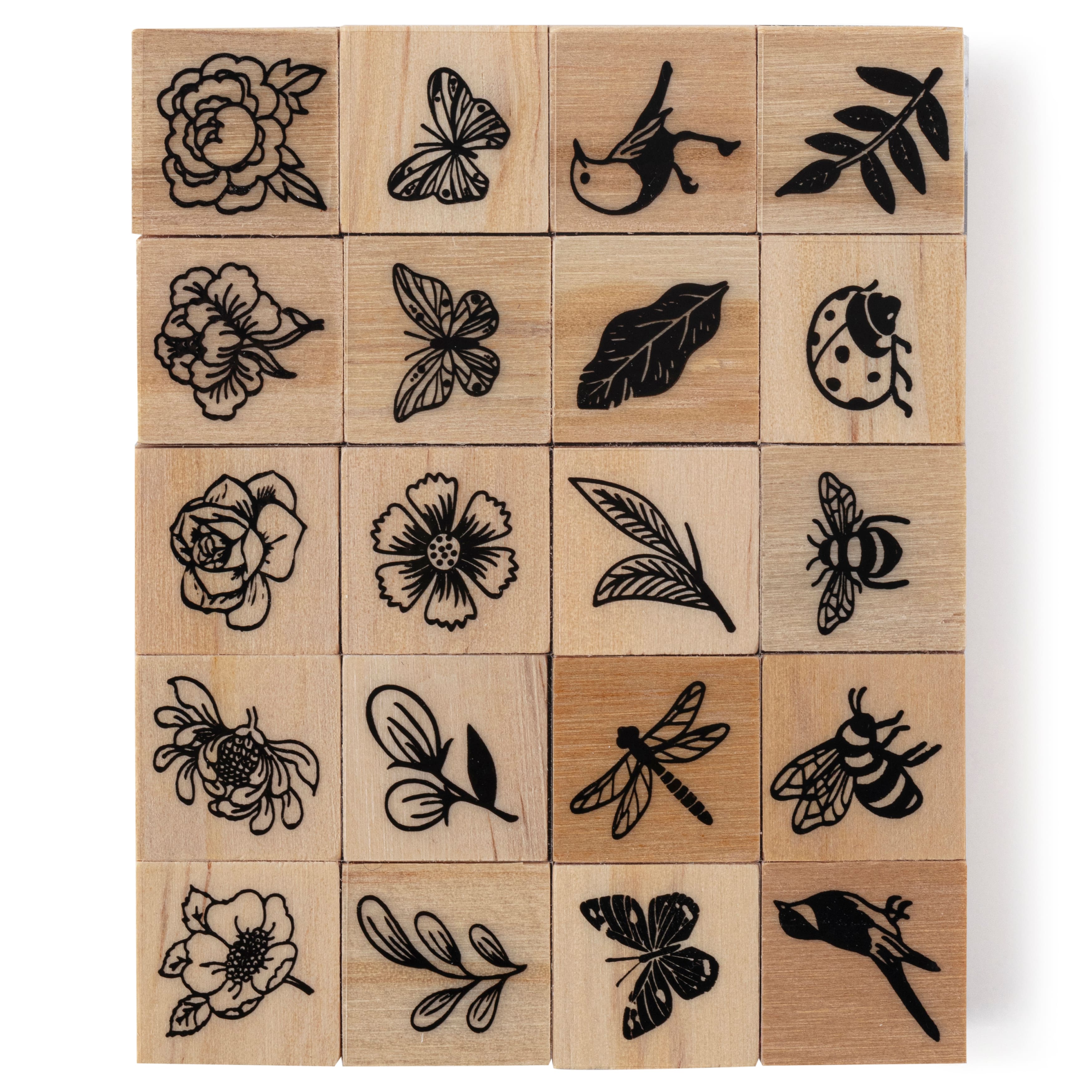 6 Pack: Bugs & Flowers Wood Stamp Set by Recollections®