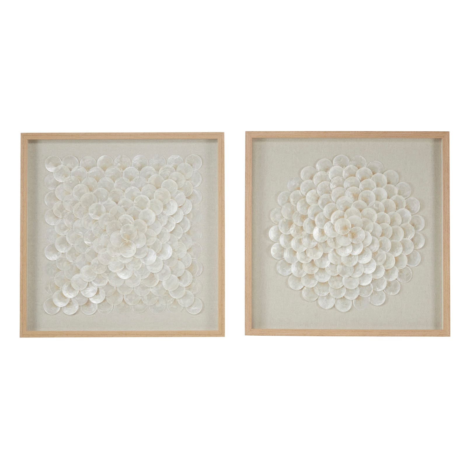 Set of 2 Brown Plastic Coastal Shadow Box, 20&#x22; x 20&#x22;