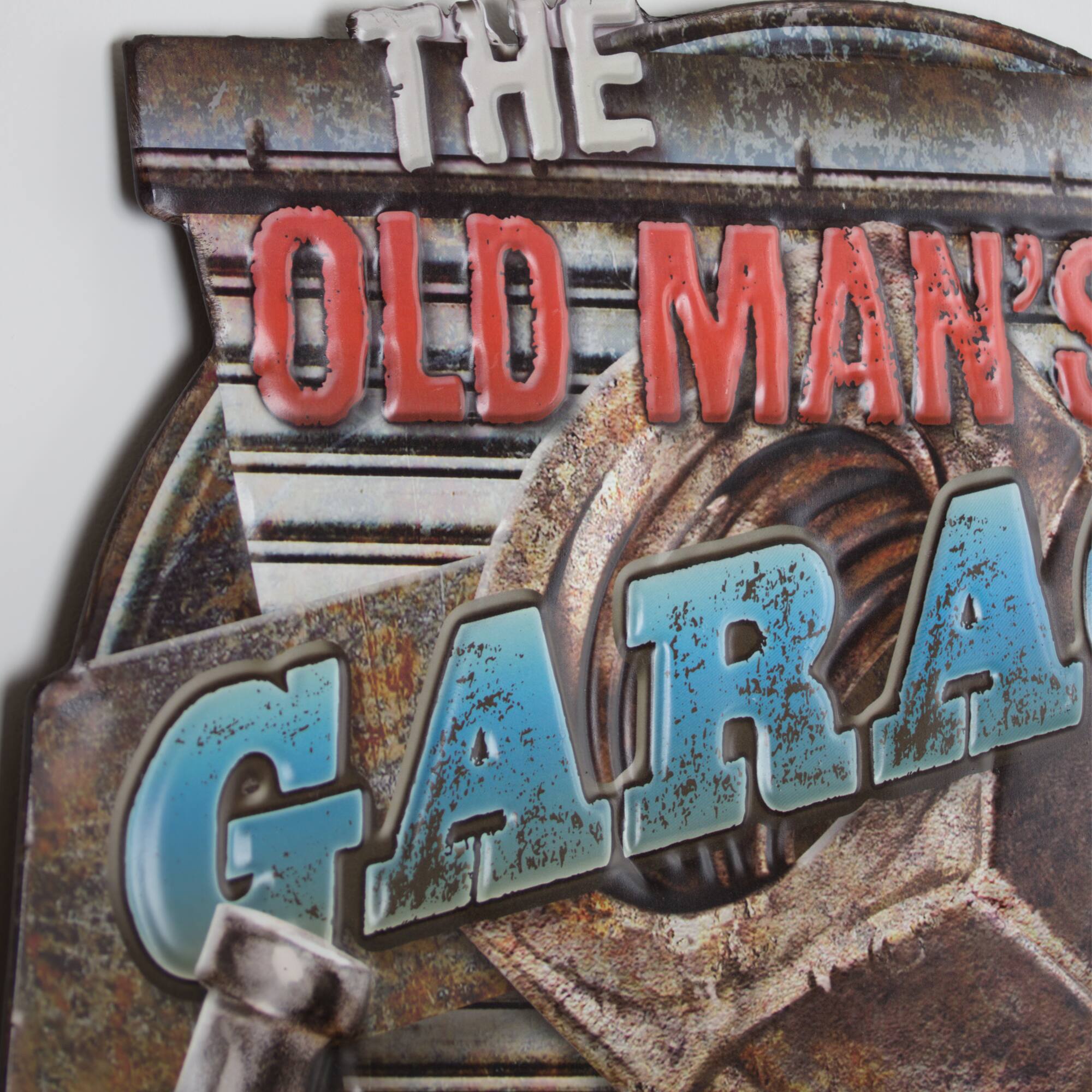 American Art Décor™ 16.5" The Old Man's Garage Embossed Metal Sign