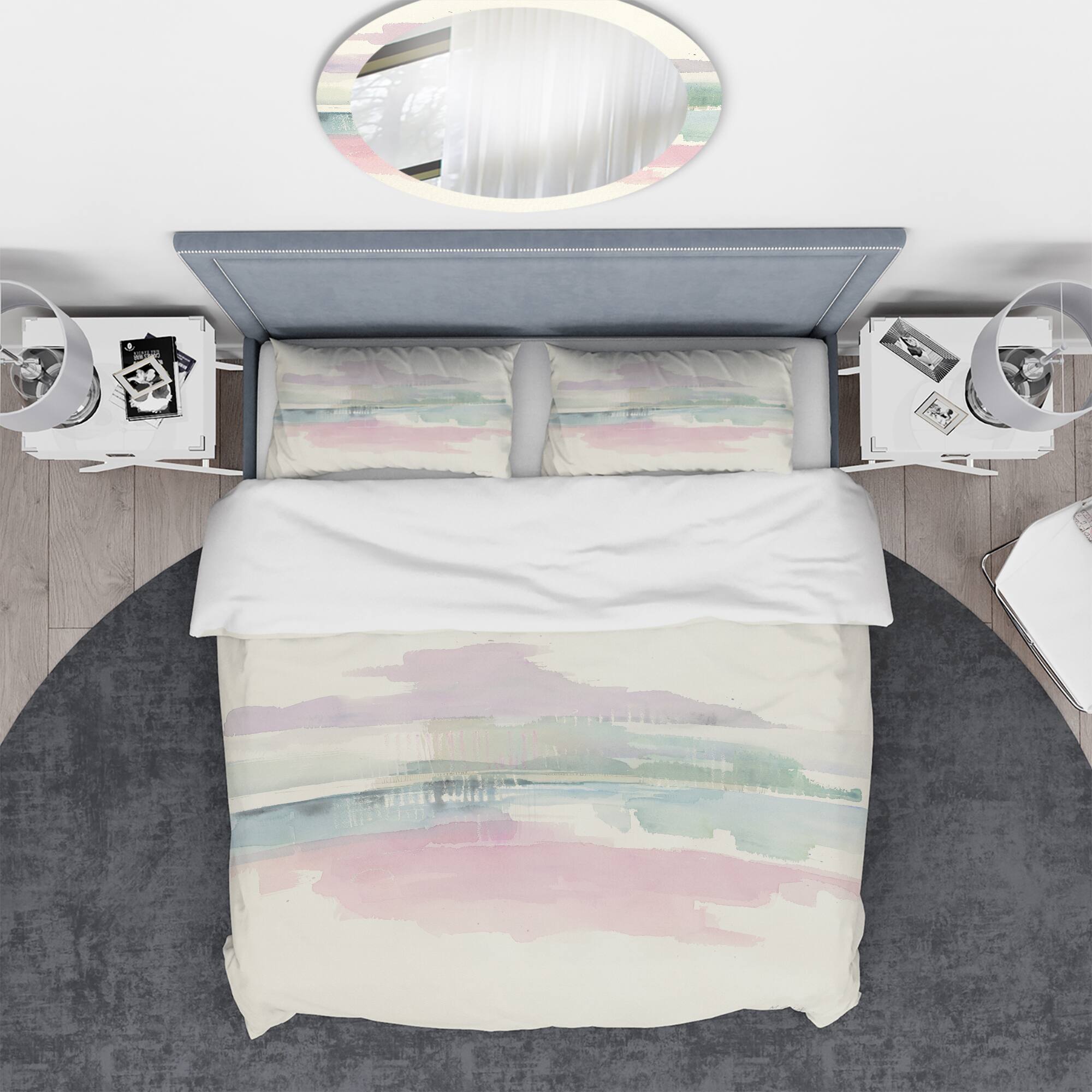 Designart &#x27;Pink Lifting Fog&#x27; Geometric Bedding Set - Duvet Cover &#x26; Shams