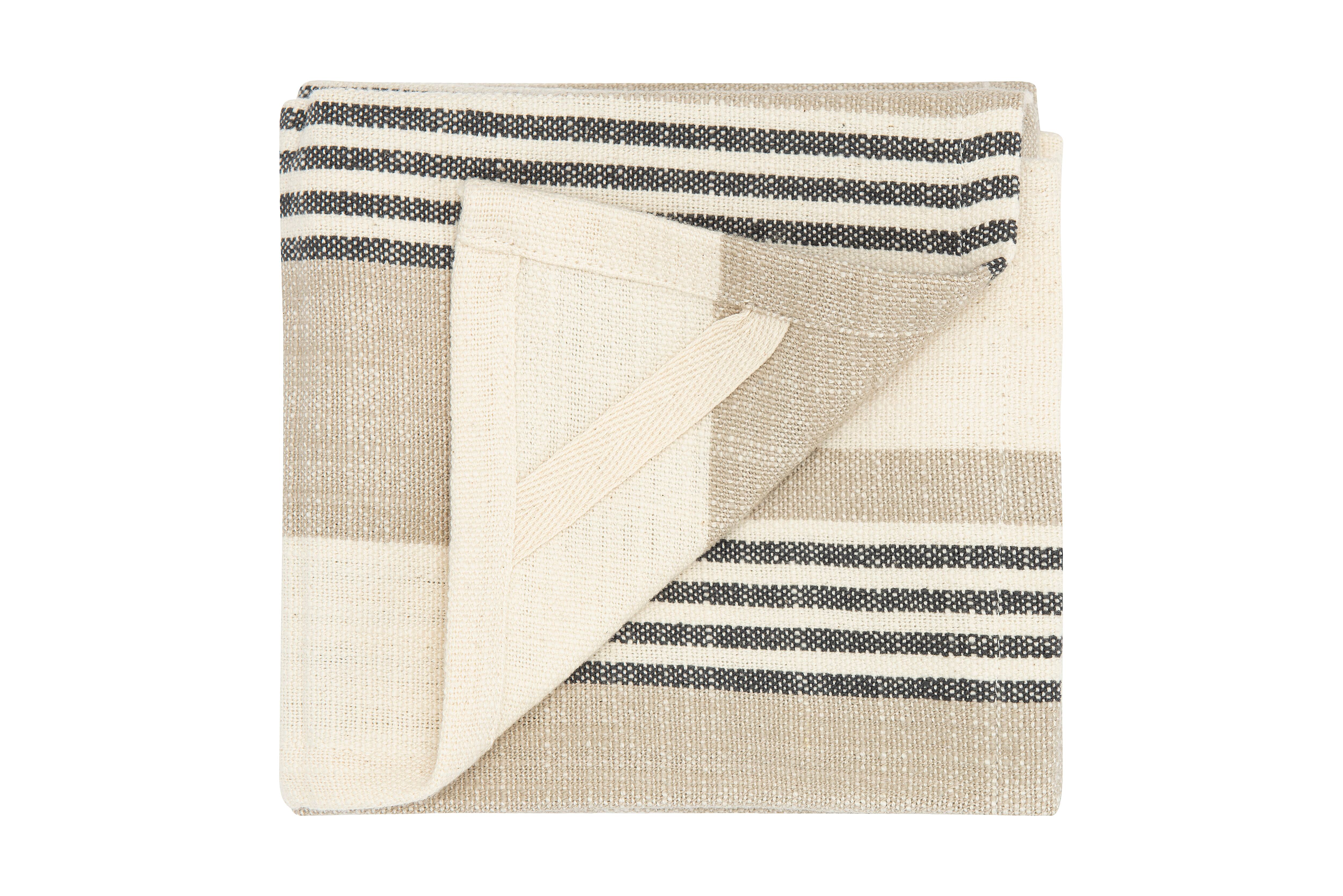 Hello Honey® Tan & Gray Striped Cotton Tea Towel Set