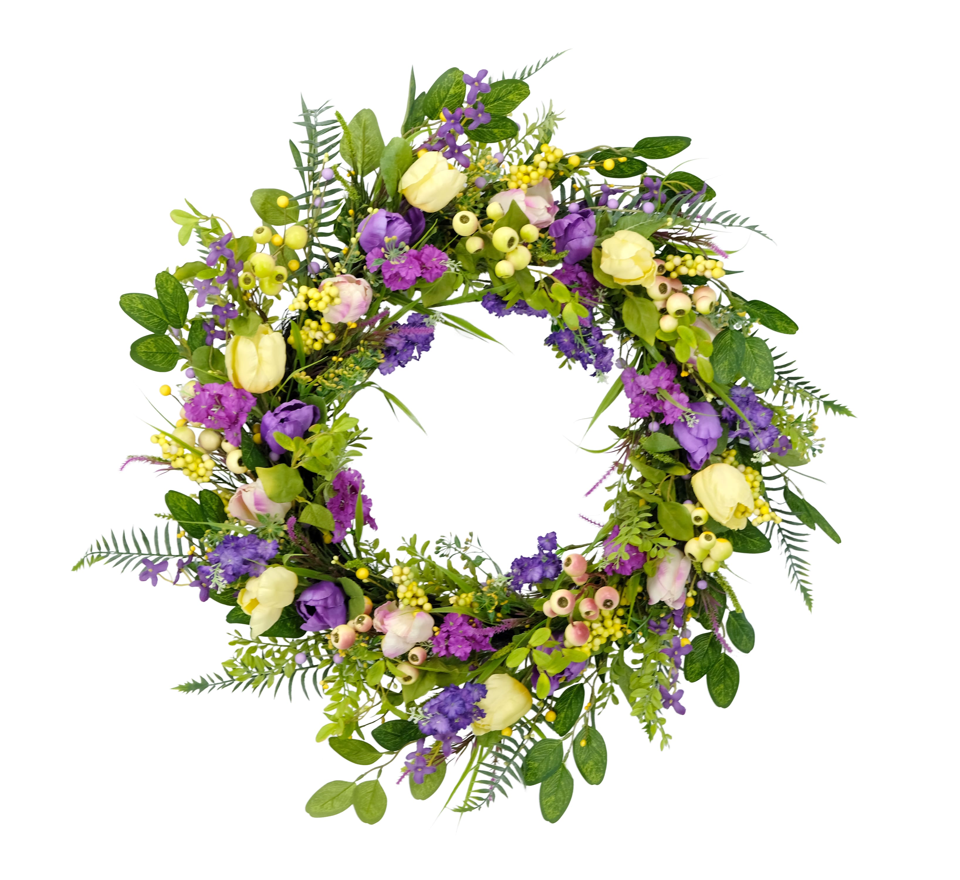 6 Pack: 24&#x27;&#x27; Green &#x26; Purple Lavender Floral Spring Wreath