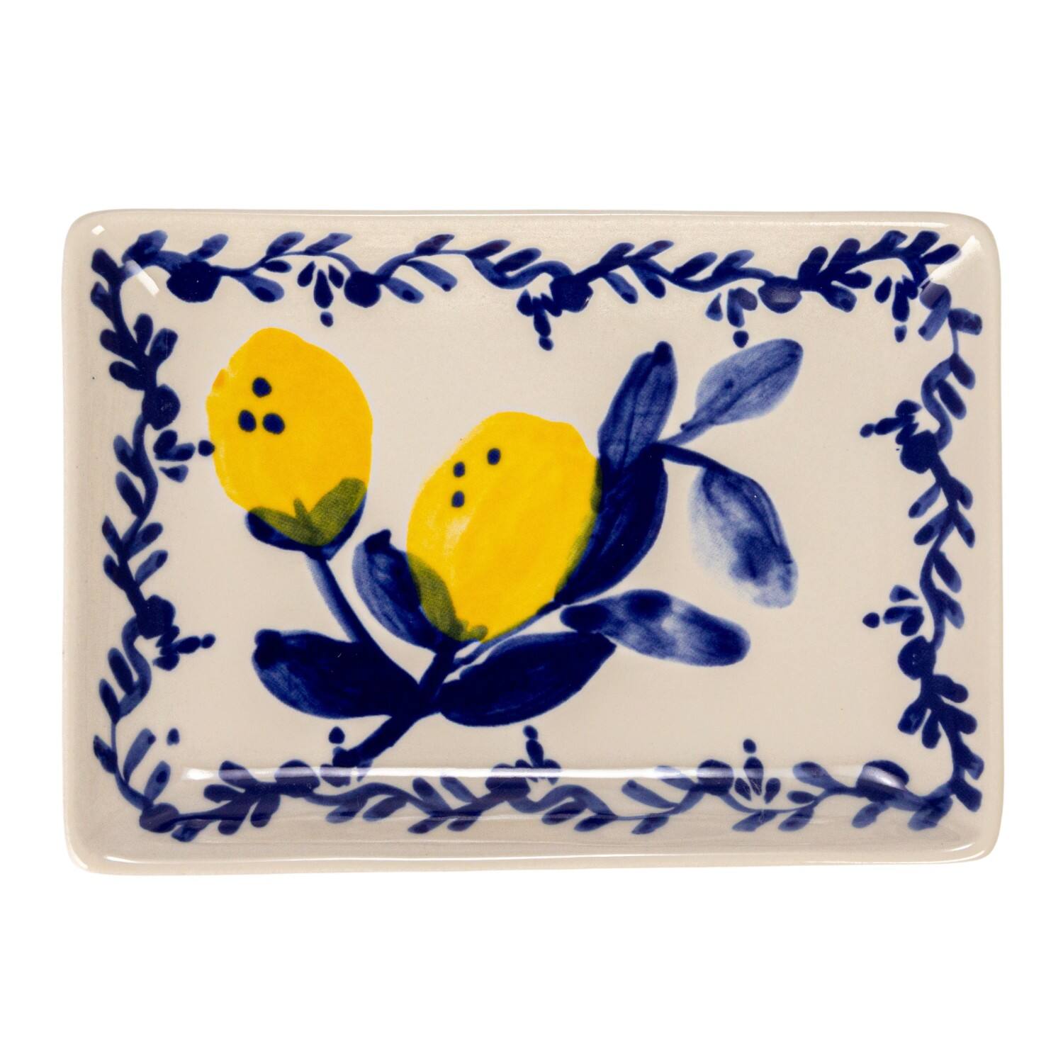 Hello Honey&#xAE; Blue &#x26; Yellow Lemon Stoneware Plate, 12ct.