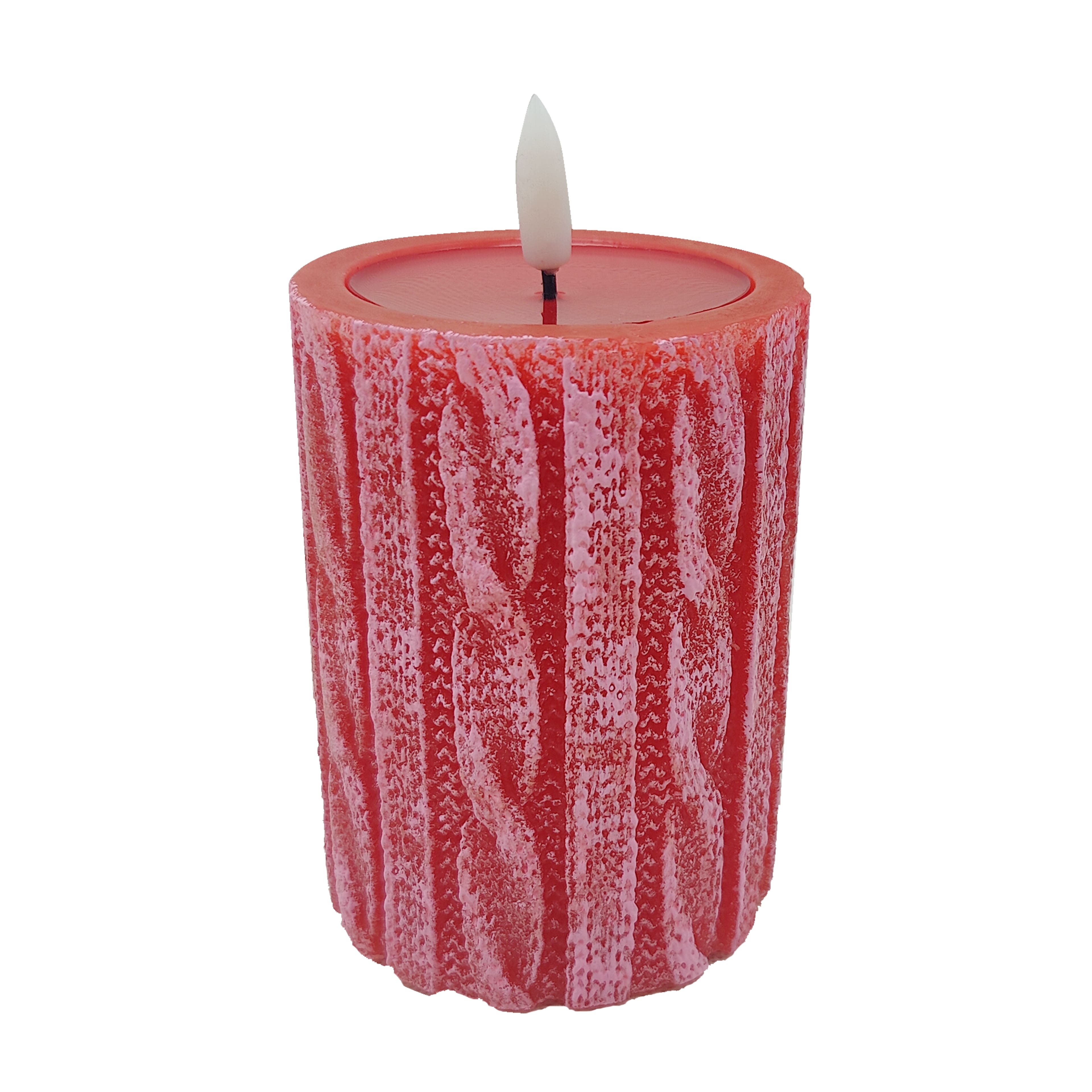 3&#x22; x 4&#x22; Red Knit LED Wax Pillar Candle by Ashland&#xAE;