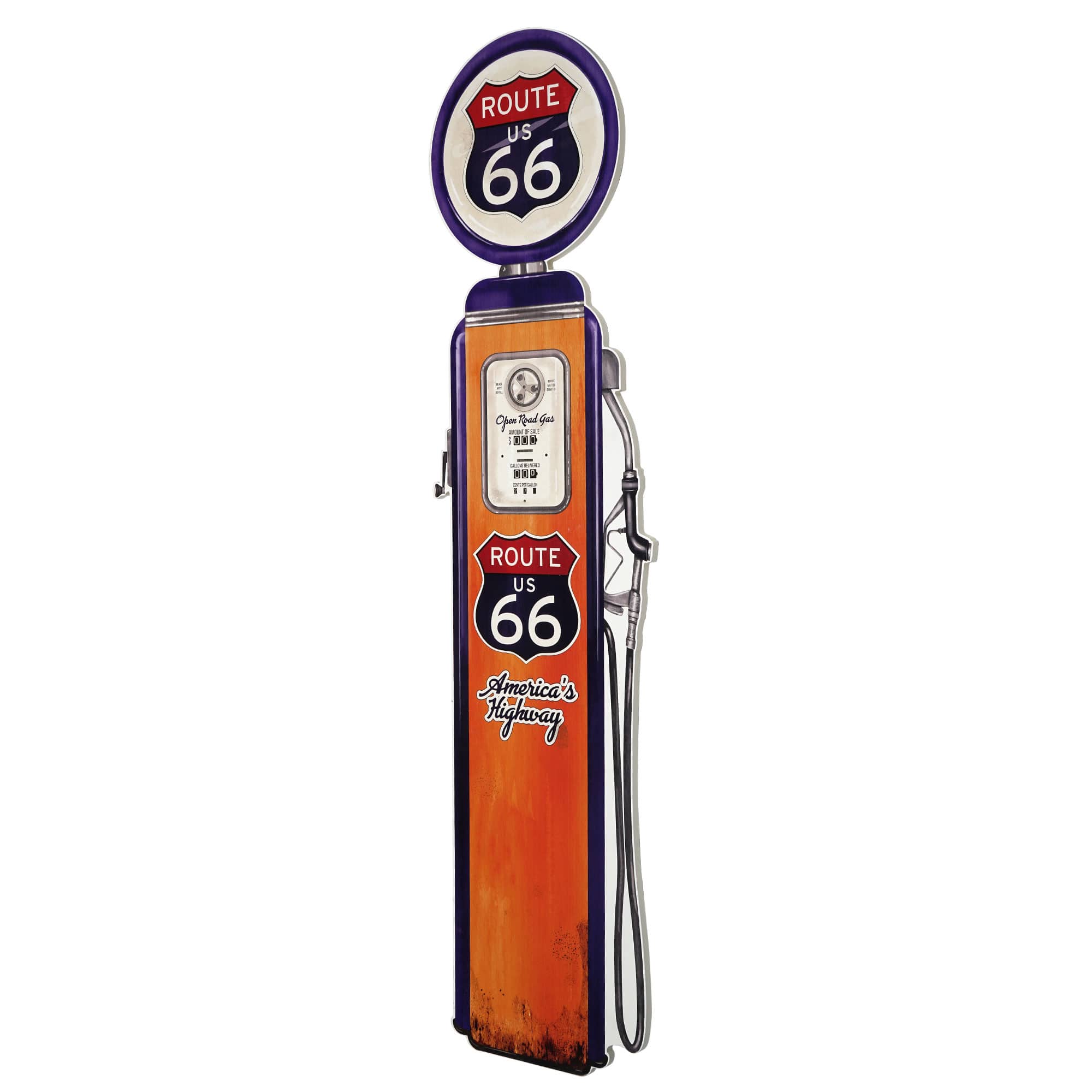 American Art D&#xE9;cor&#x2122; 60.5&#x22; Licensed Route 66 Gas Pump Plaque Wall D&#xE9;cor