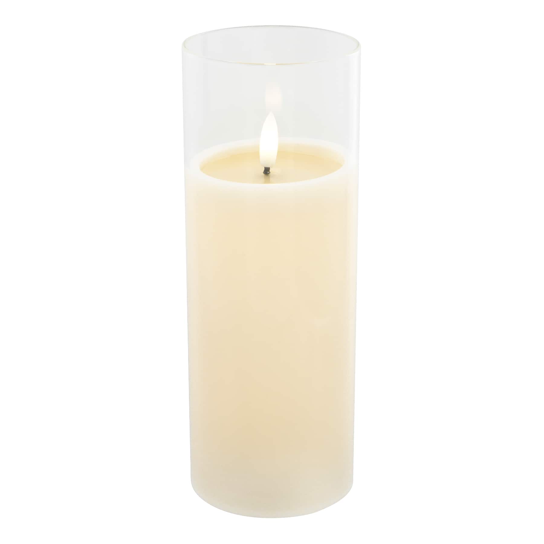 3" x 8" Flickering Flame LED Glass Wax Candle by Ashland®