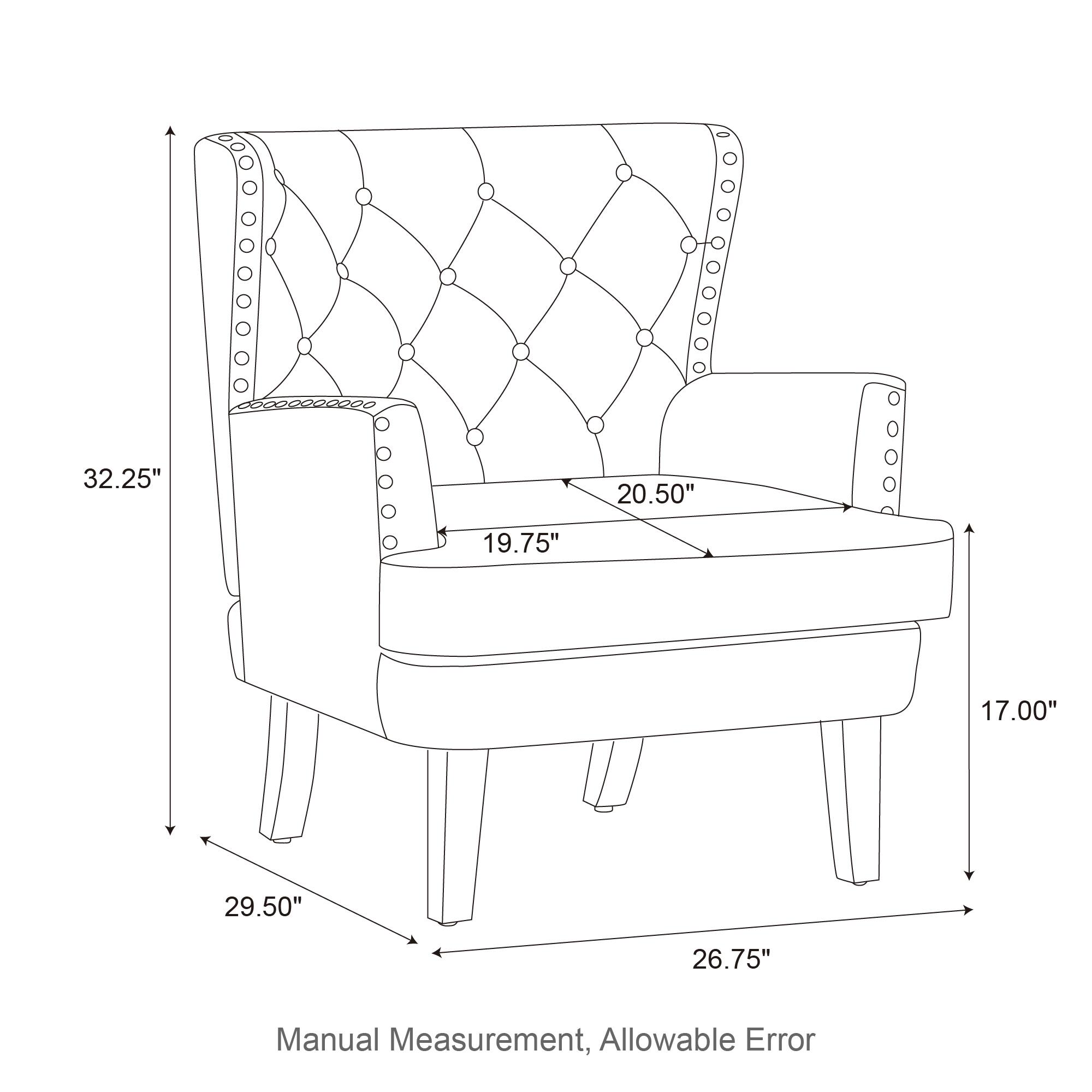Glitzhome&#xAE; Modern Leatherette Button-Tufted Accent Armchair