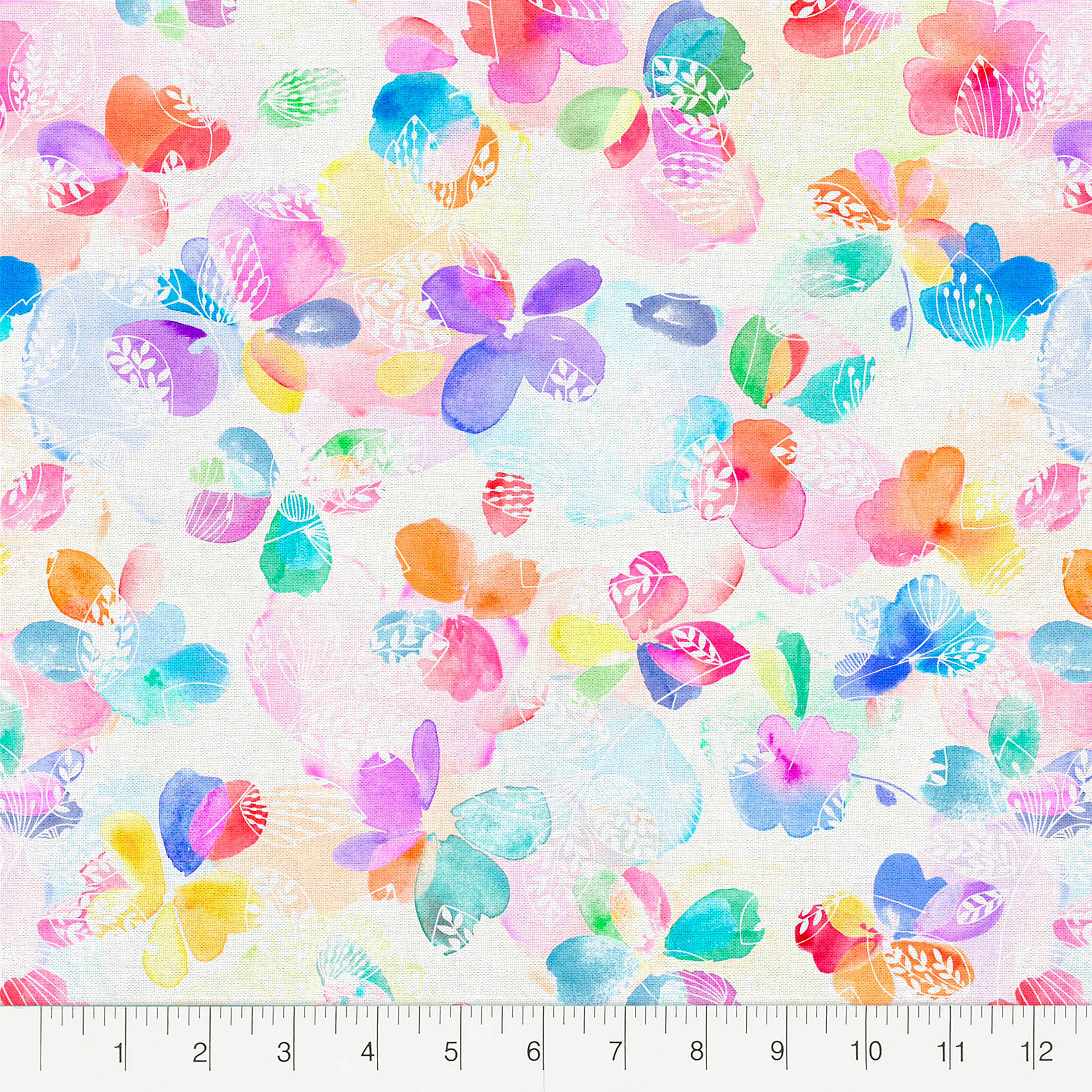 10 yd. Full Bolt: Fabric Editions Multicolor Abstract Foliage Cotton Fabric