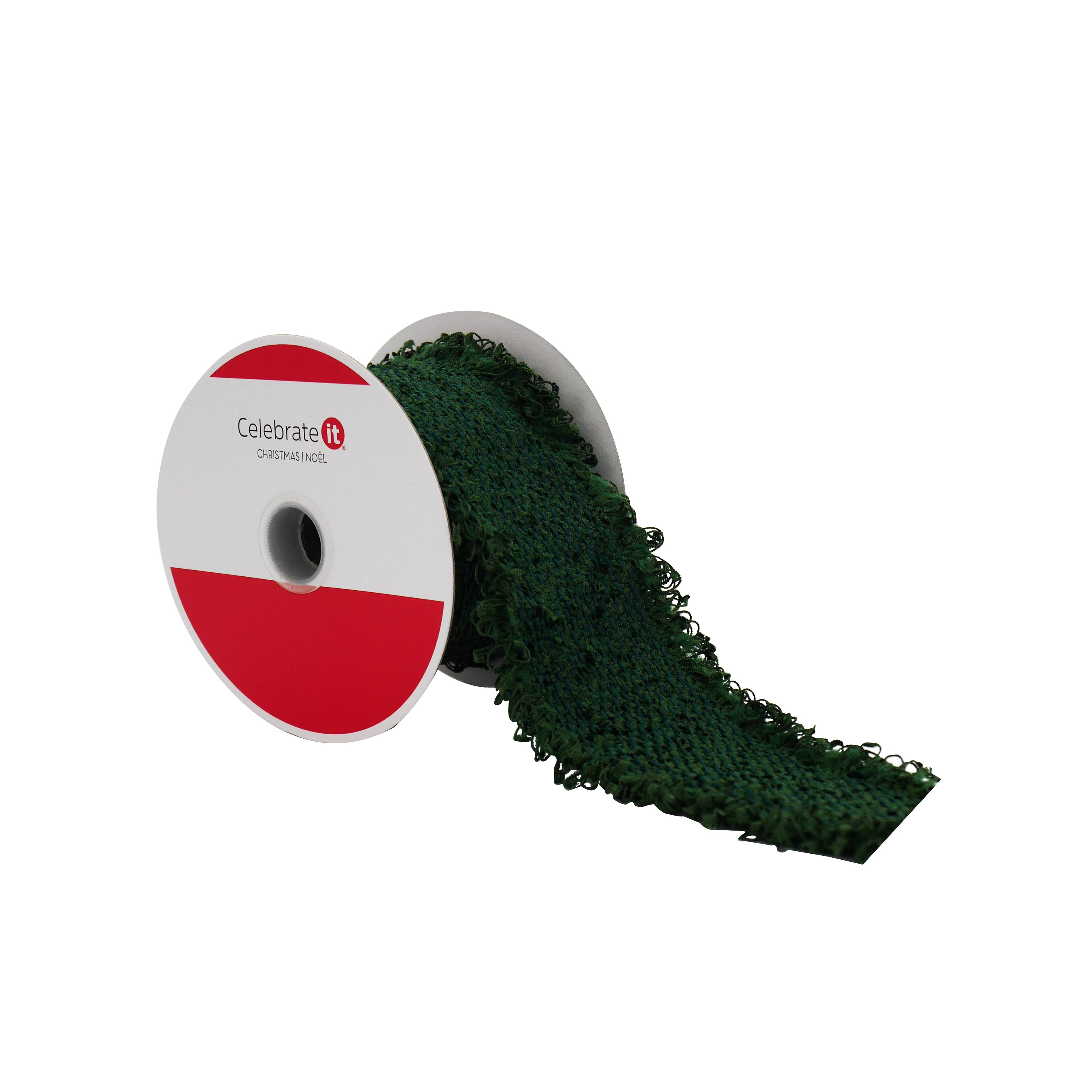 2.5&#x22; x 9ft. Green Knit Ribbon by Celebrate It&#xAE;