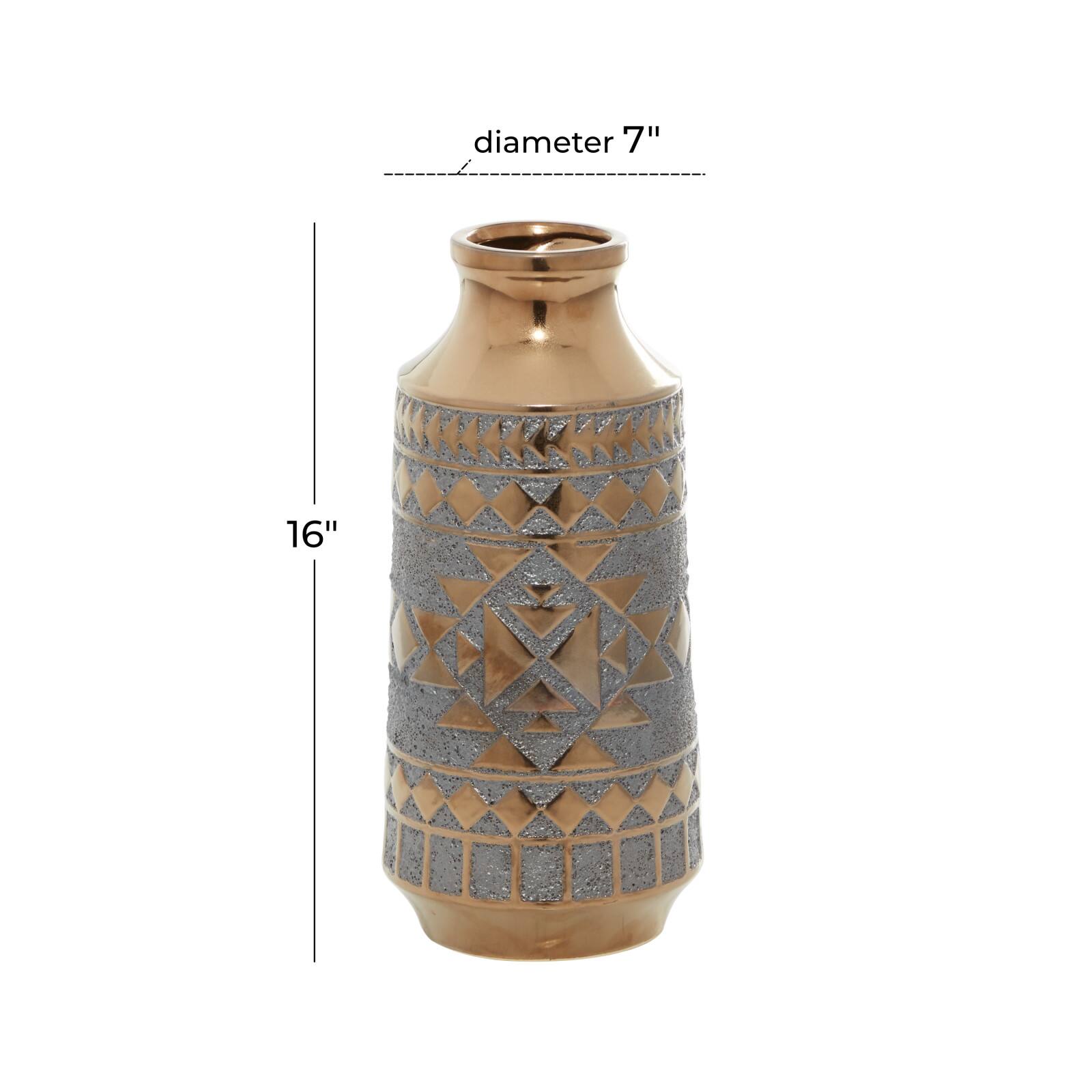 Gold Porcelain Contemporary Vase 16&#x22; x 7&#x22; x 7&#x22;